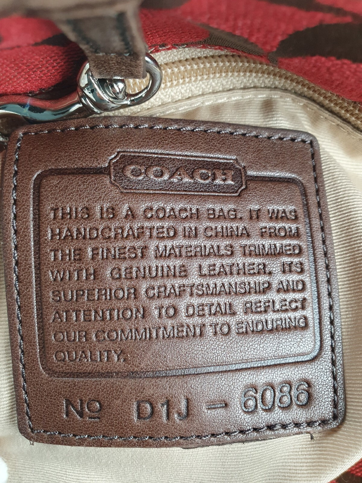 Vintage Coach Red and Brown Signature Canvas Tote Bag