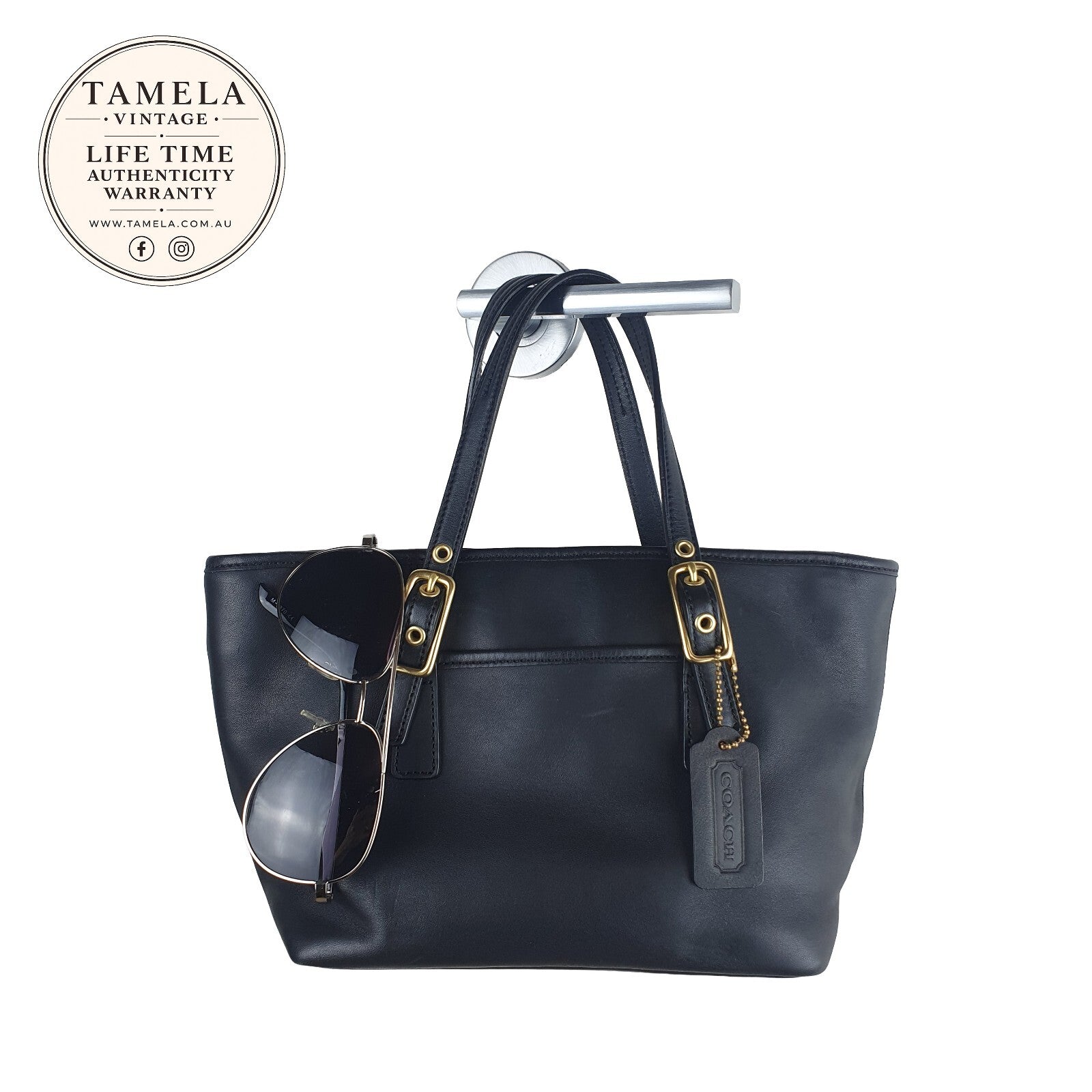 Coach Vintage Black Full-Grain Leather Shoulder Bag
