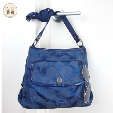 Coach Navy Blue Signature Jacquard Crossbody Bag