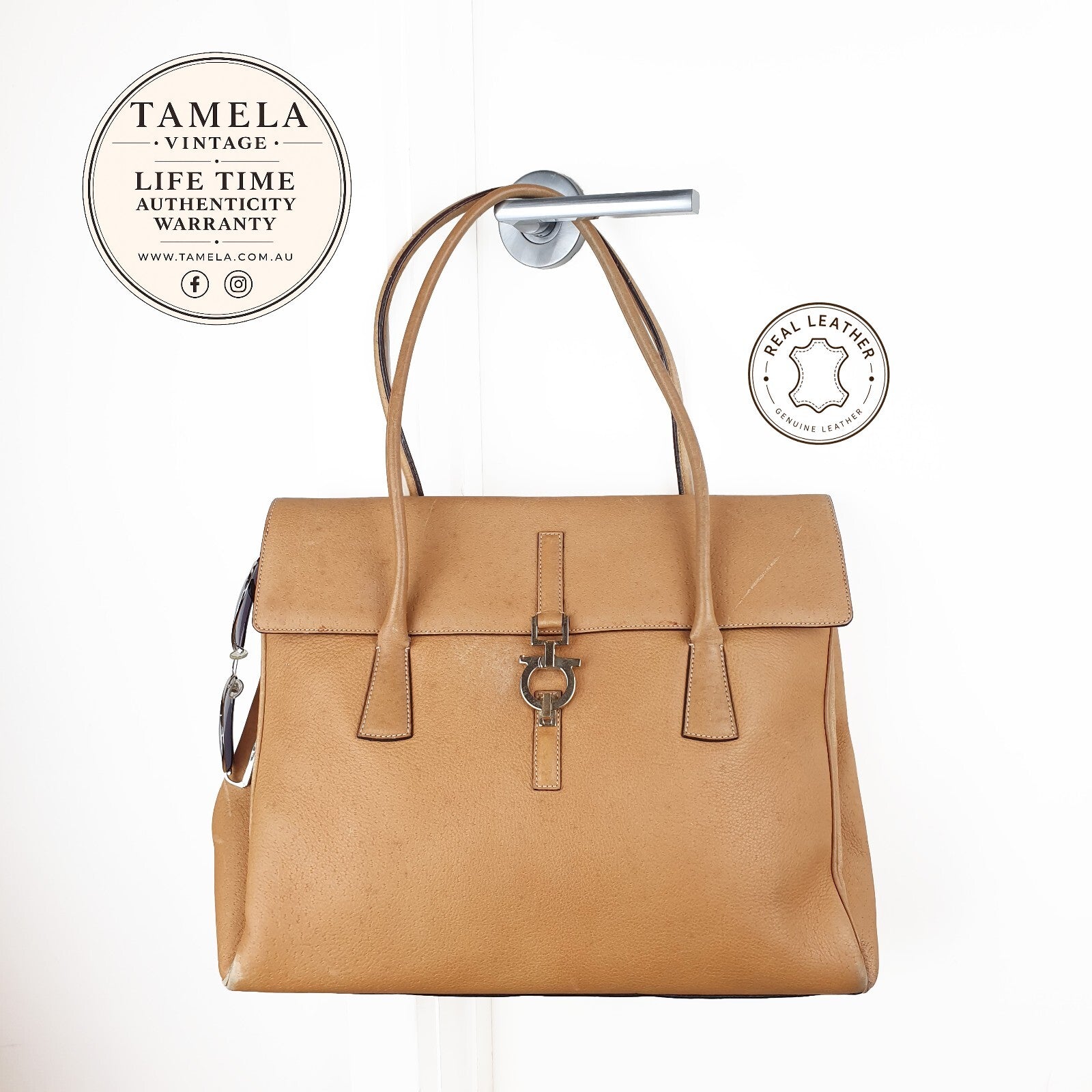 Salvatore Ferragamo Gancini Genuine Leather Handbag