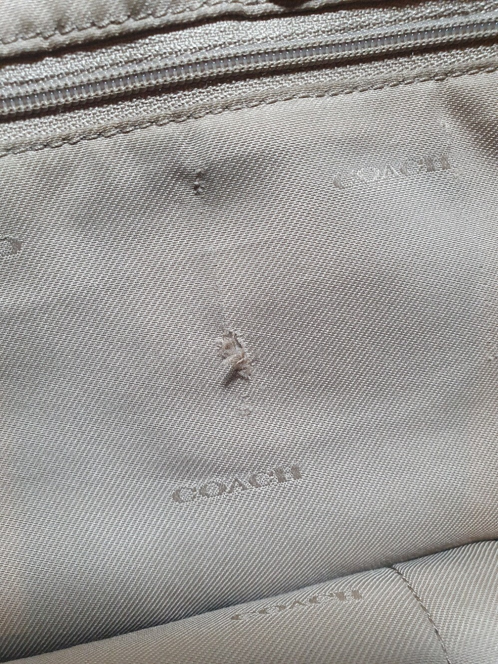 Coach Beige Leather Tote Handbag