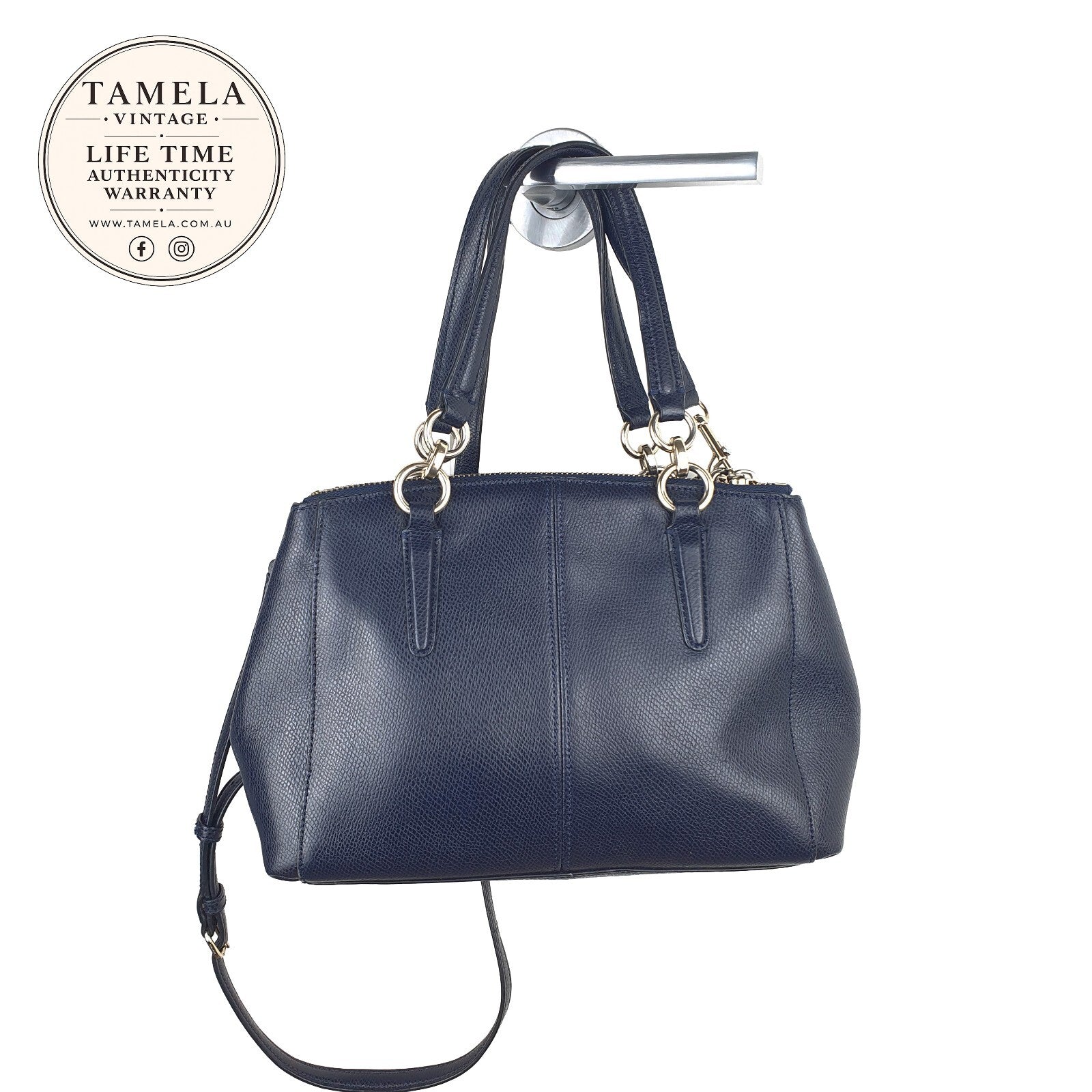 Coach Navy Blue Leather Satchel Handbag