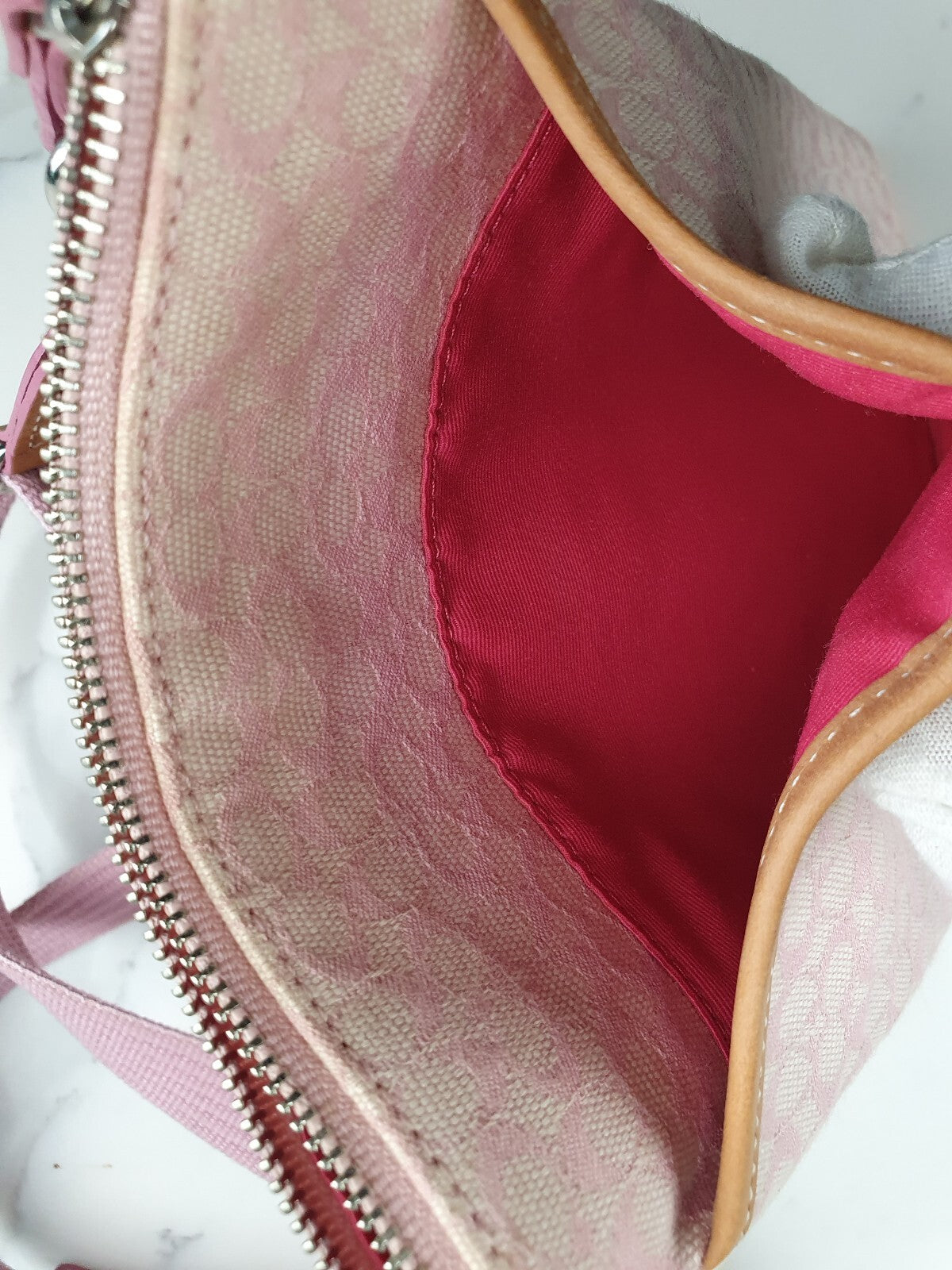 Coach Vintage Pink Signature Crossbody Bag with Adjustable Strap