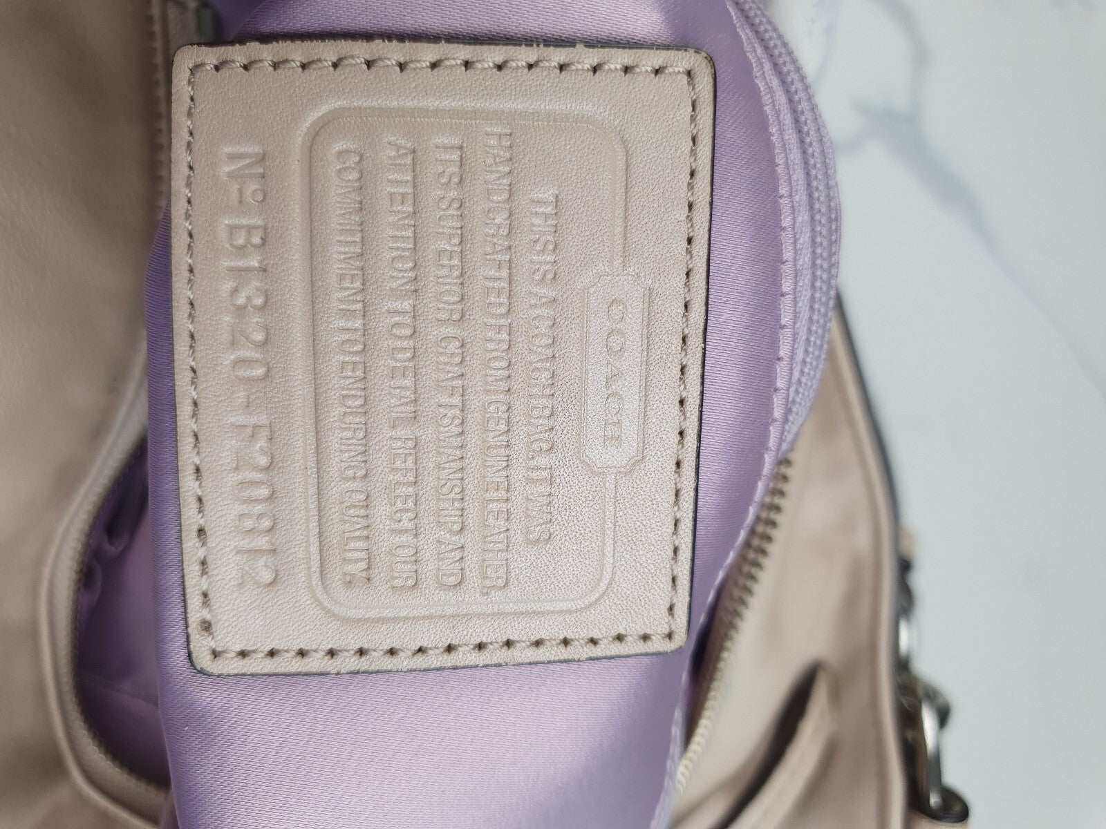 Coach Beige Leather Shoulder Bag with Silver Hardware