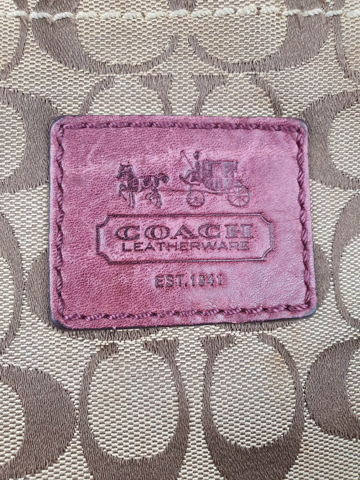 Coach Signature Canvas and Leather Crossbody Bag in Burgundy