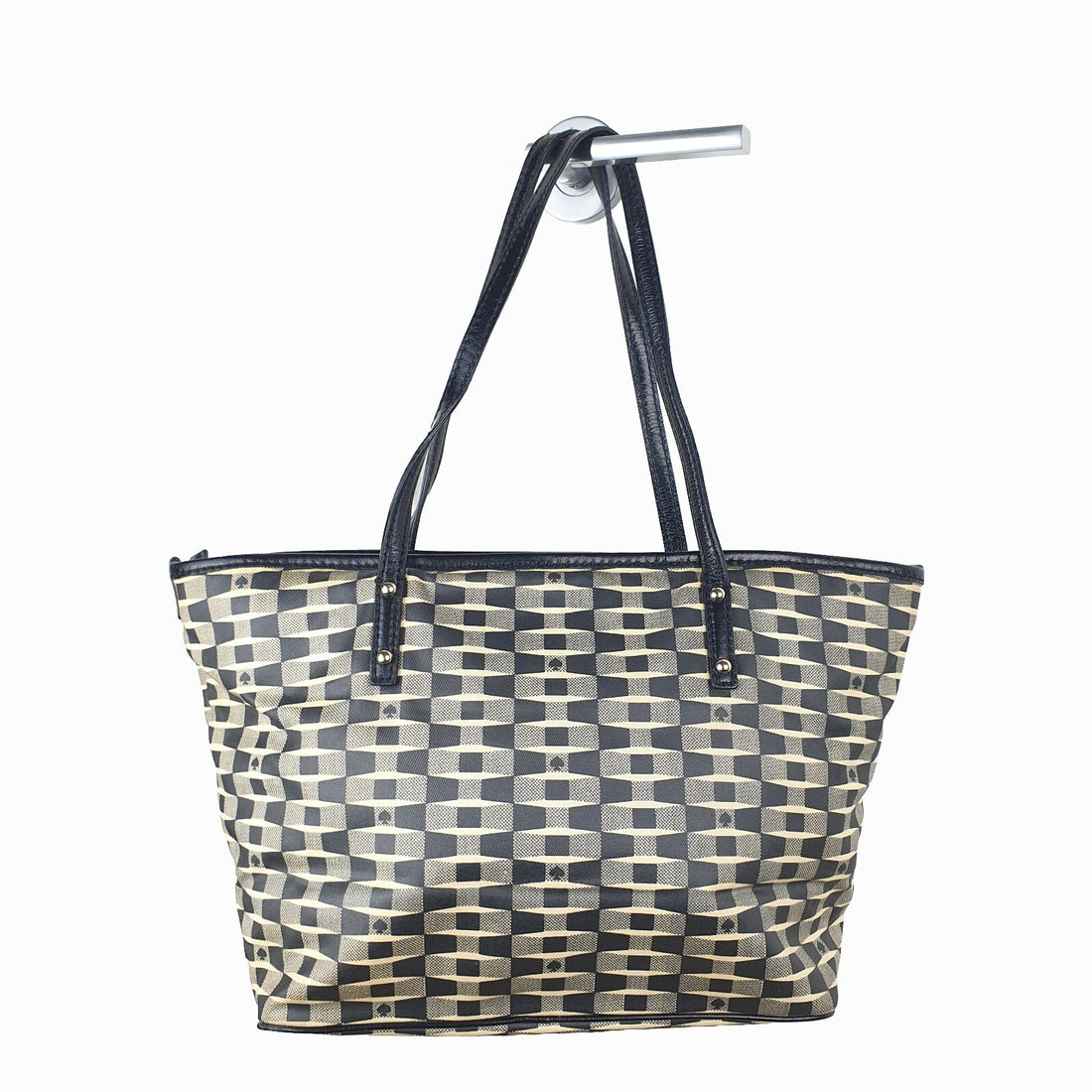 Kate Spade New York Black and Beige Checkerboard Tote Bag