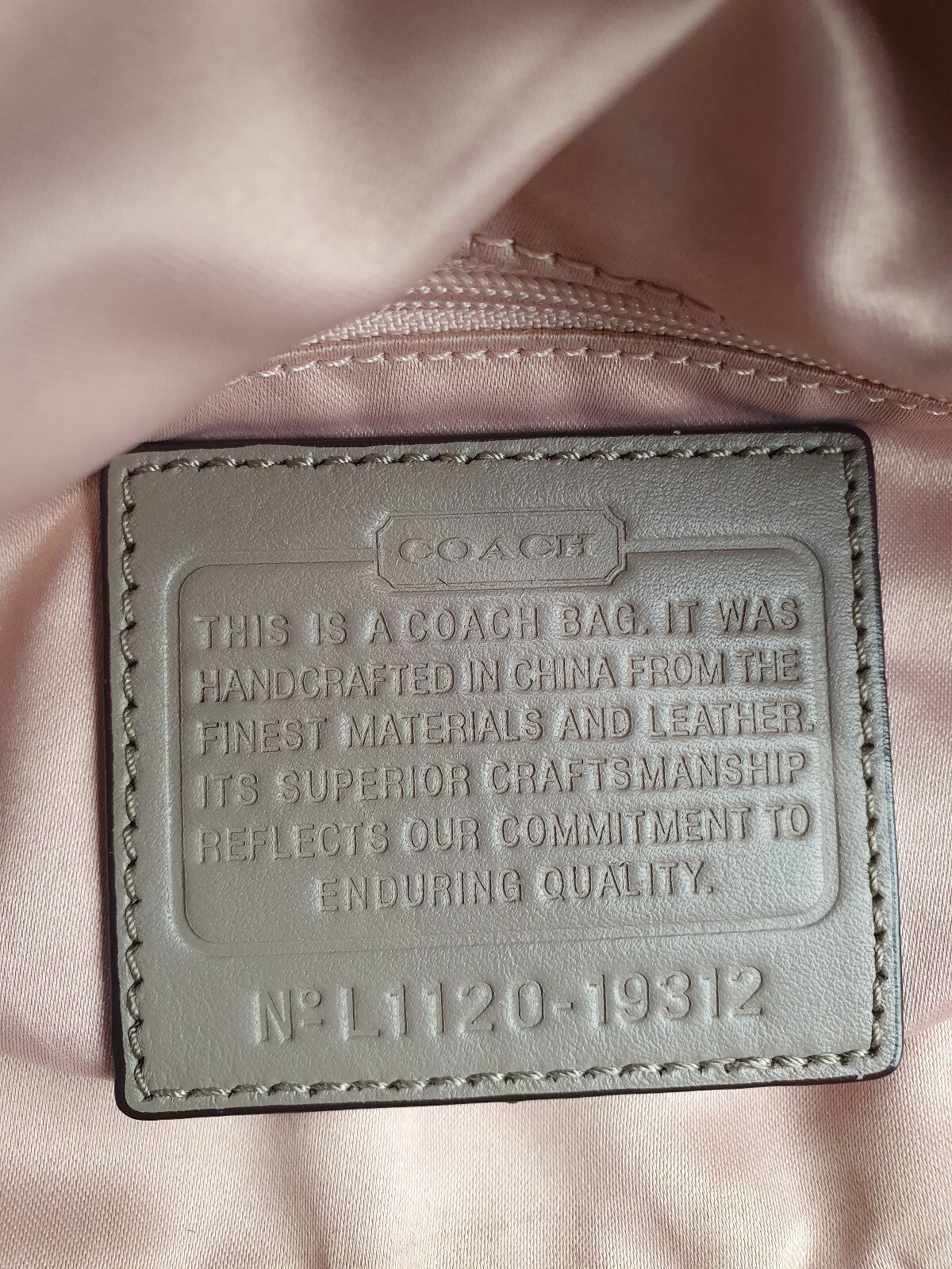 Coach Taupe Woven Leather Handbag with Silver Hardware