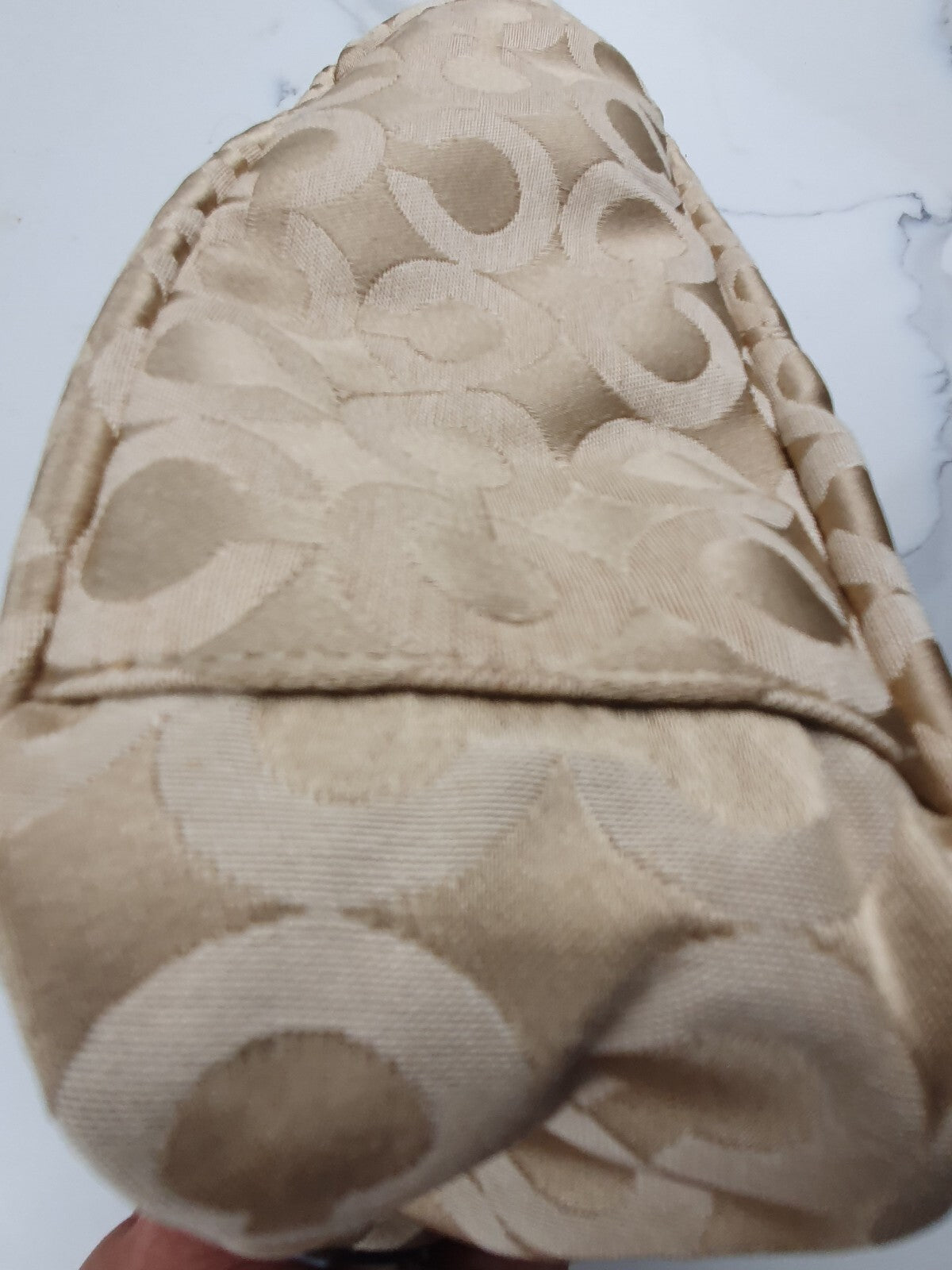 Coach Vintage Signature Jacquard Small Shoulder Bag Beige and Yellow