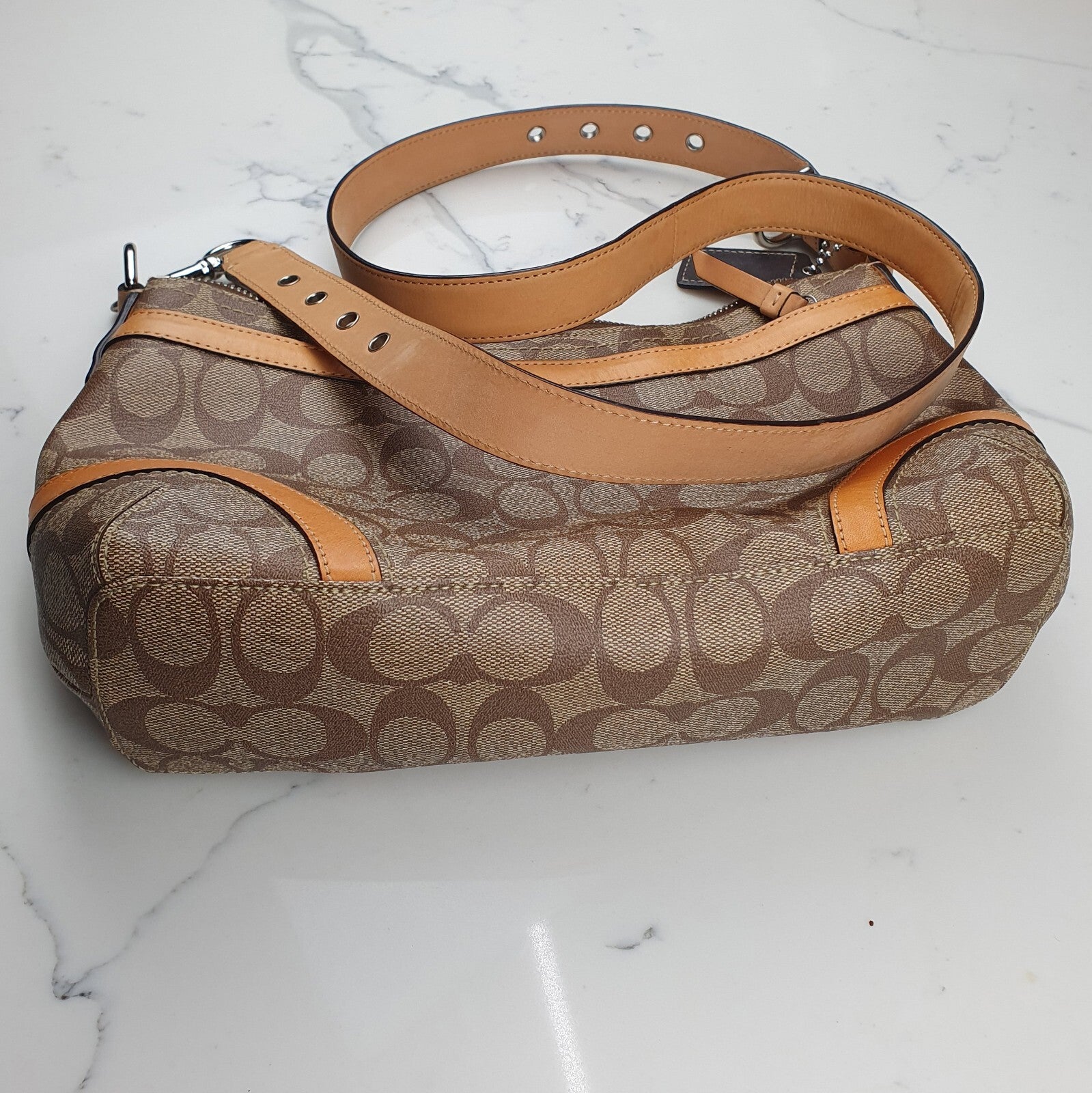 Coach Signature Canvas and Leather Adjustable Shoulder Bag