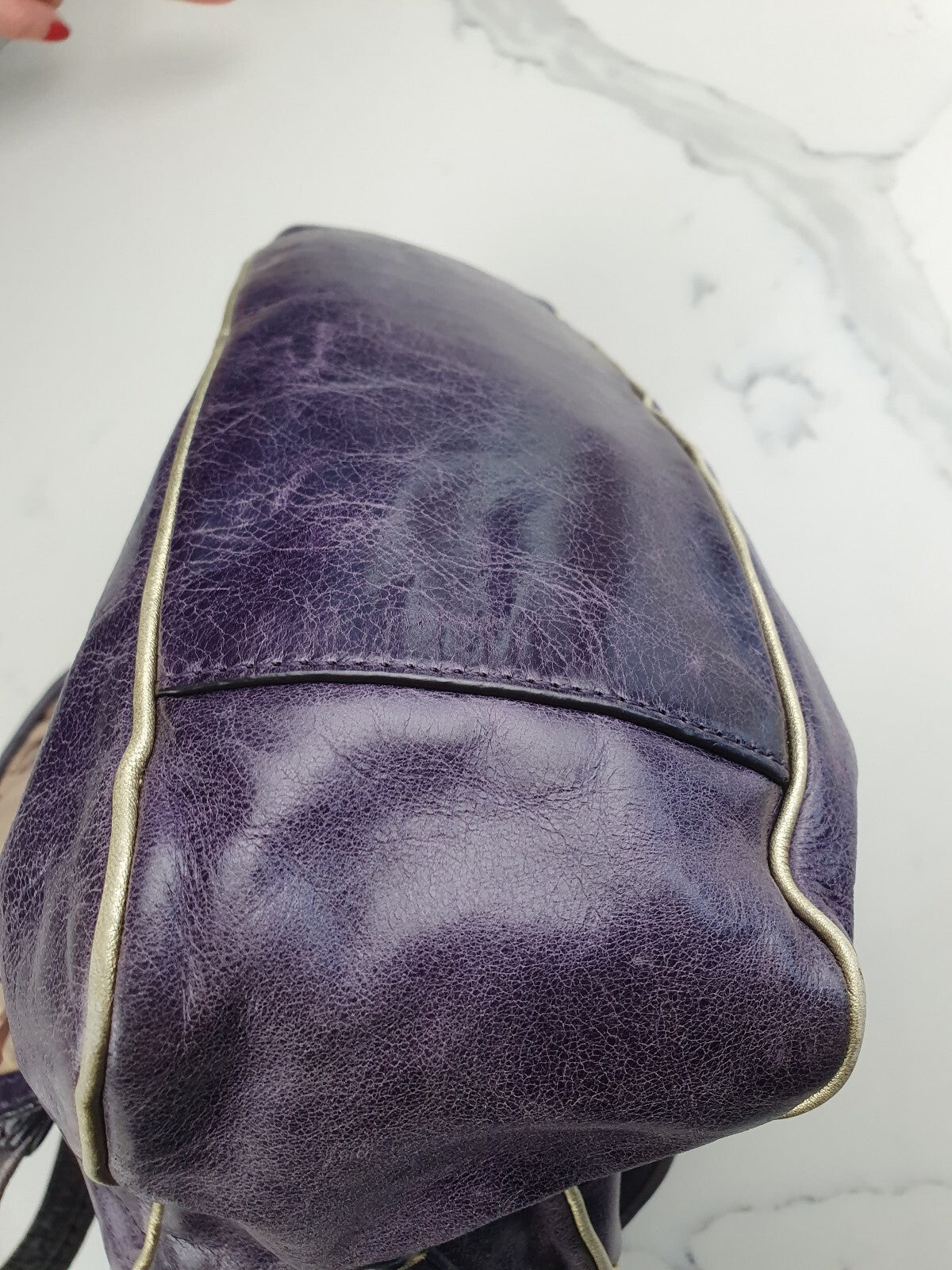 Coach Vintage Y2K Poppy Purple Leather Shoulder Bag with Gold Hardware