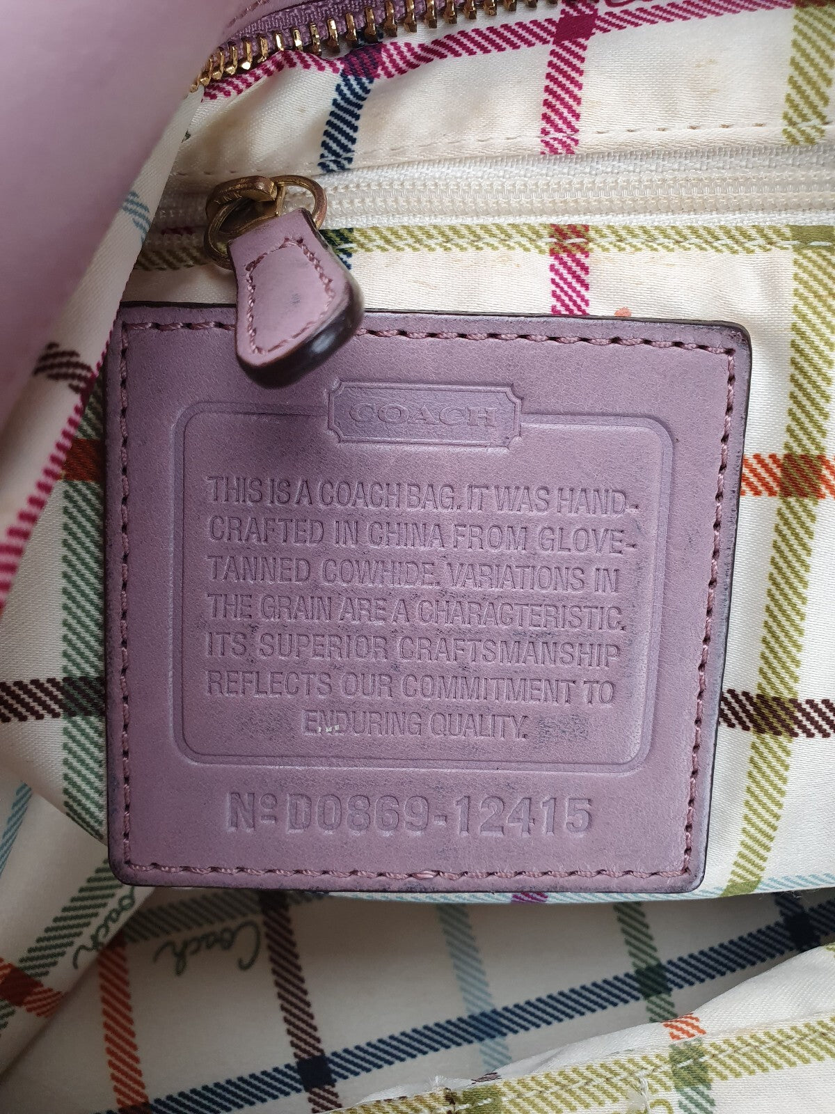 Coach Vintage Purple Leather Tote Bag