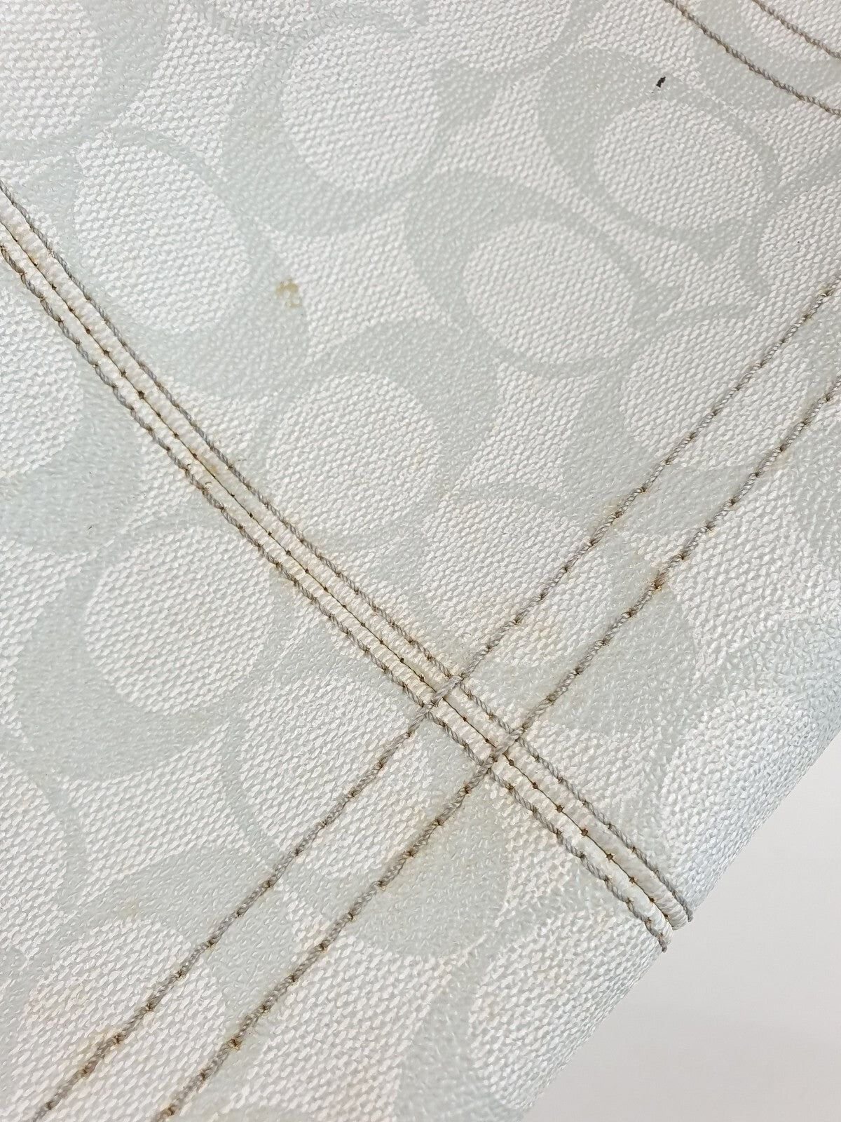 Coach Signature Canvas Handbag with Metallic Leather Trim