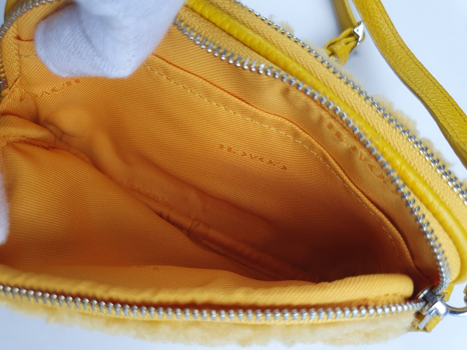 Very Rare Coach Yellow Shearling and Leather Crossbody Bag