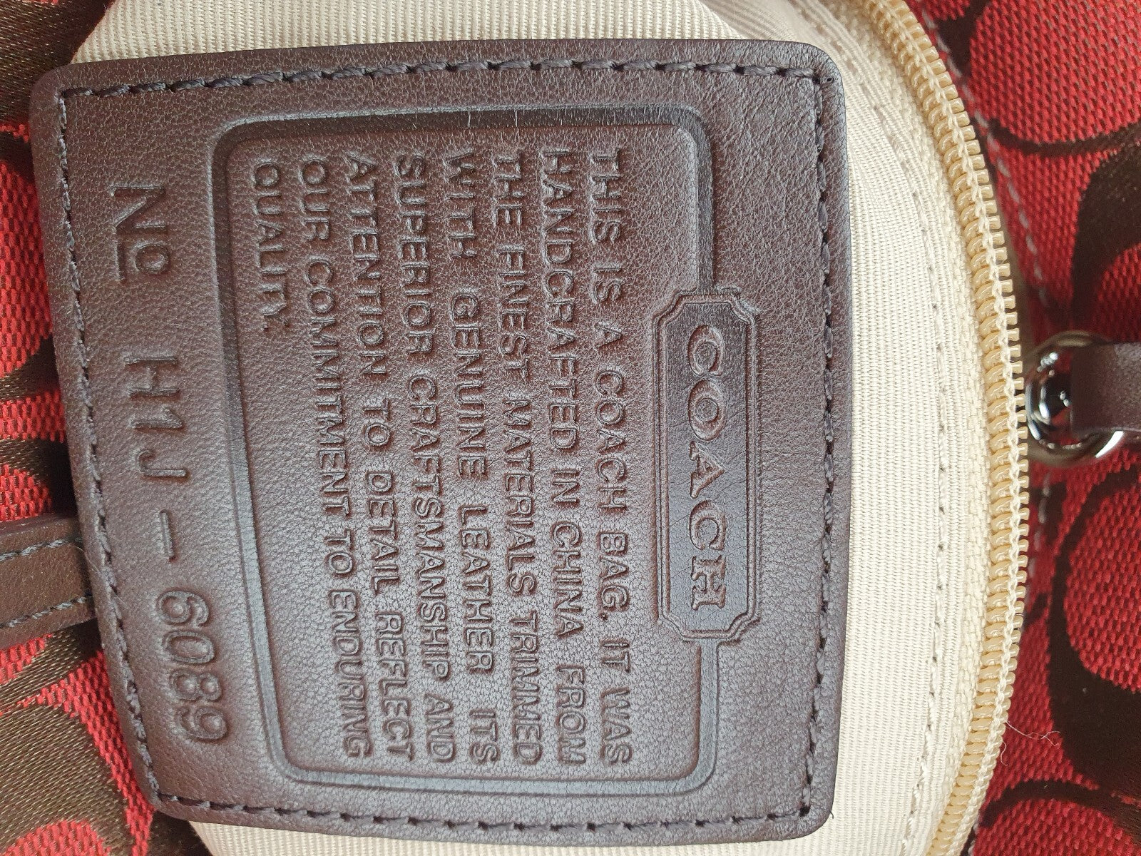Coach Signature Canvas Tote Bag in Red and Brown