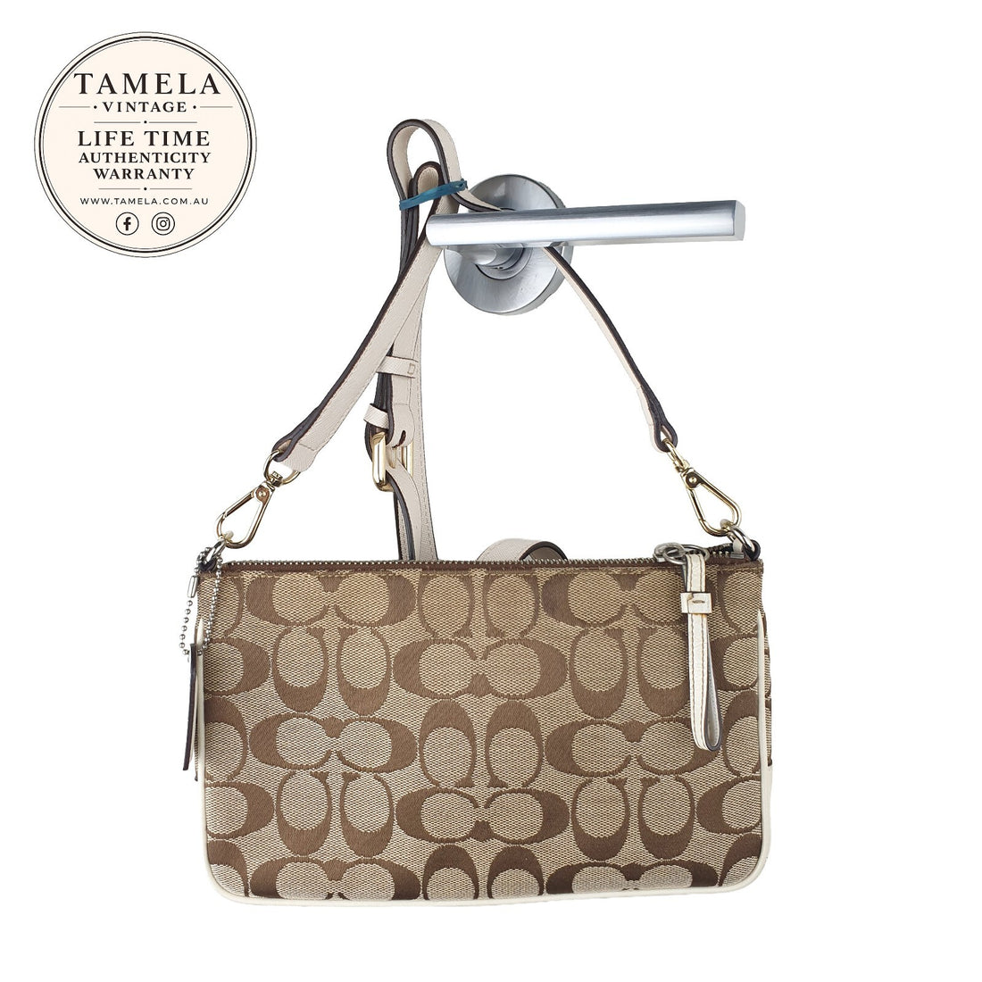 Coach Signature Canvas Crossbody Bag with Leather Trim