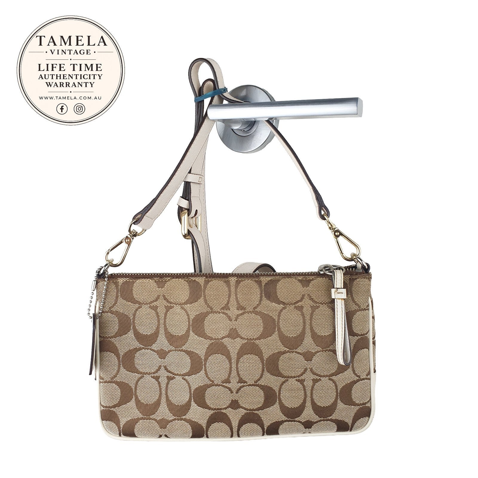 Coach Signature Canvas Crossbody Bag with Leather Trim