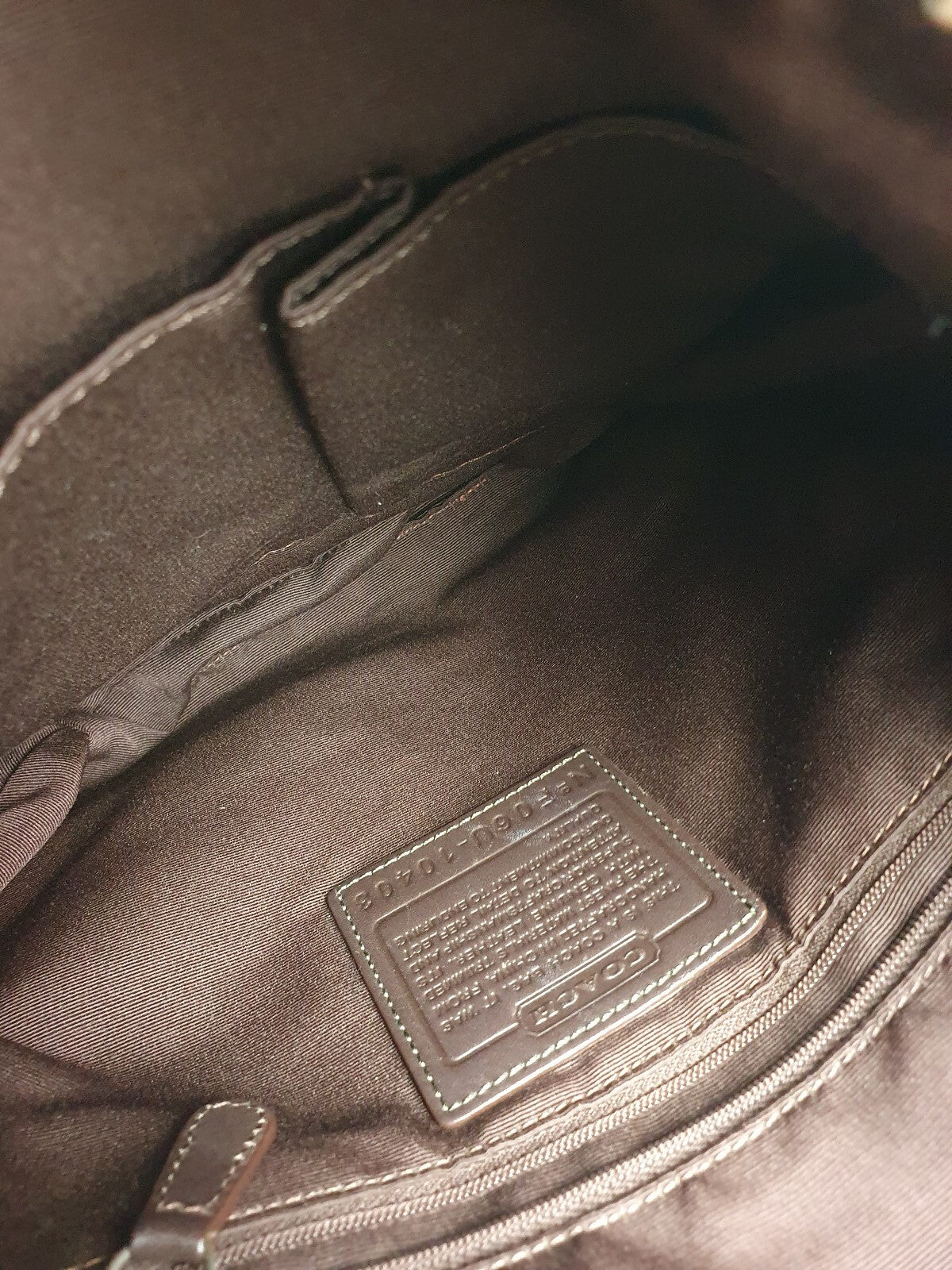Coach Signature Brown Canvas & Leather Crossbody Bag