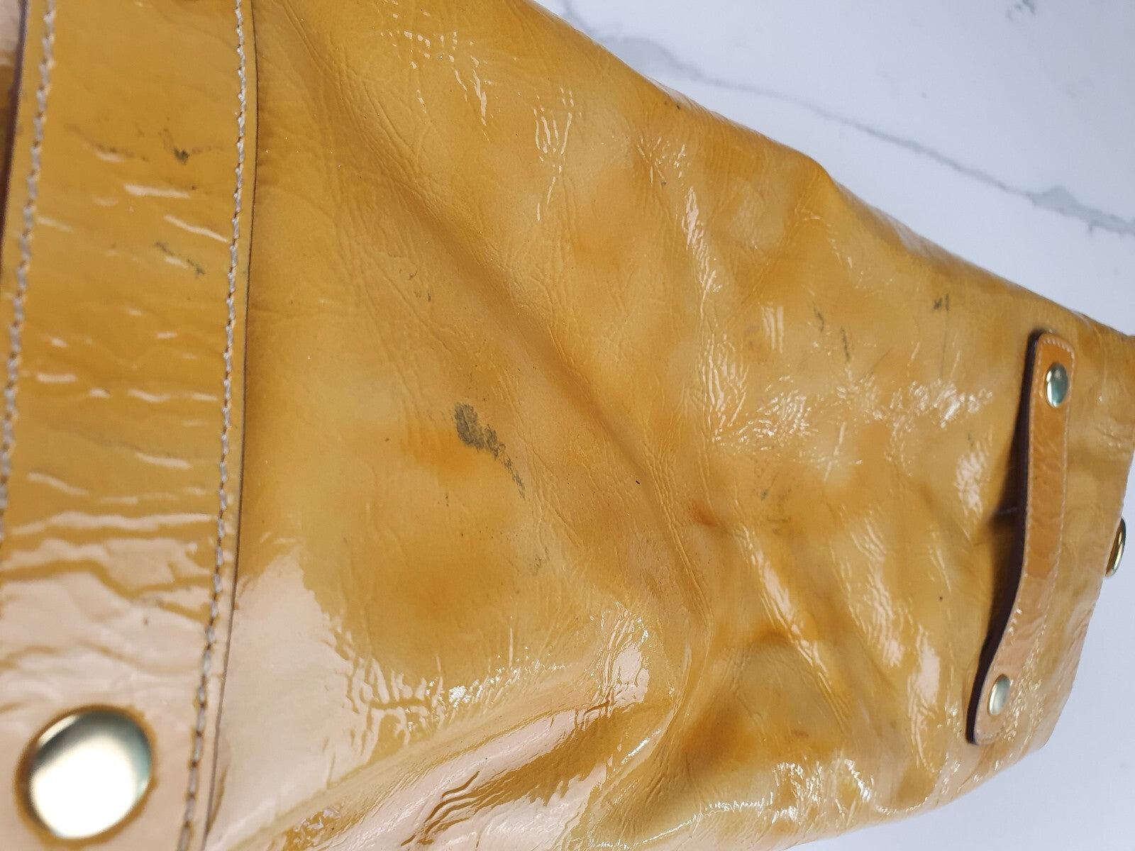 Coach Vintage Mustard Yellow Patent Leather Shoulder Bag