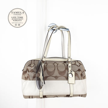 Coach Signature Canvas and Leather Satchel Handbag