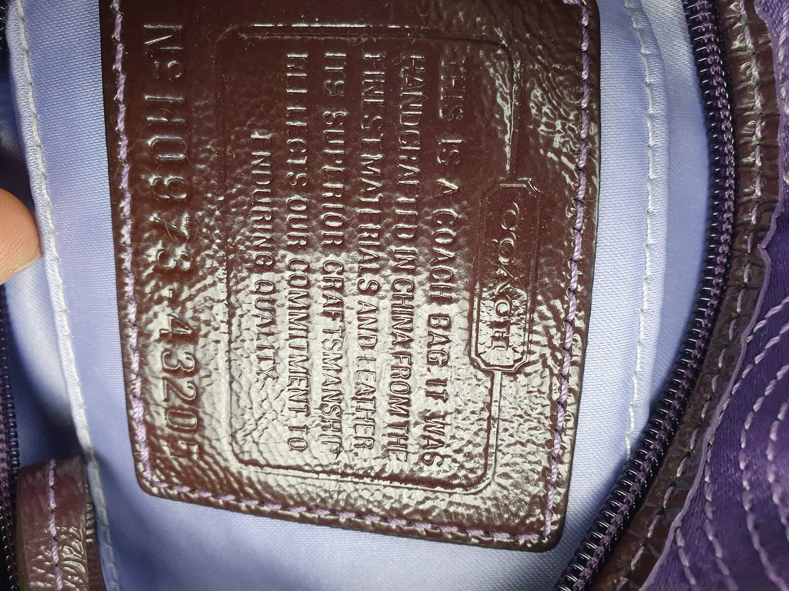 Coach Purple Quilted Nylon Shoulder Bag with Leather Strap