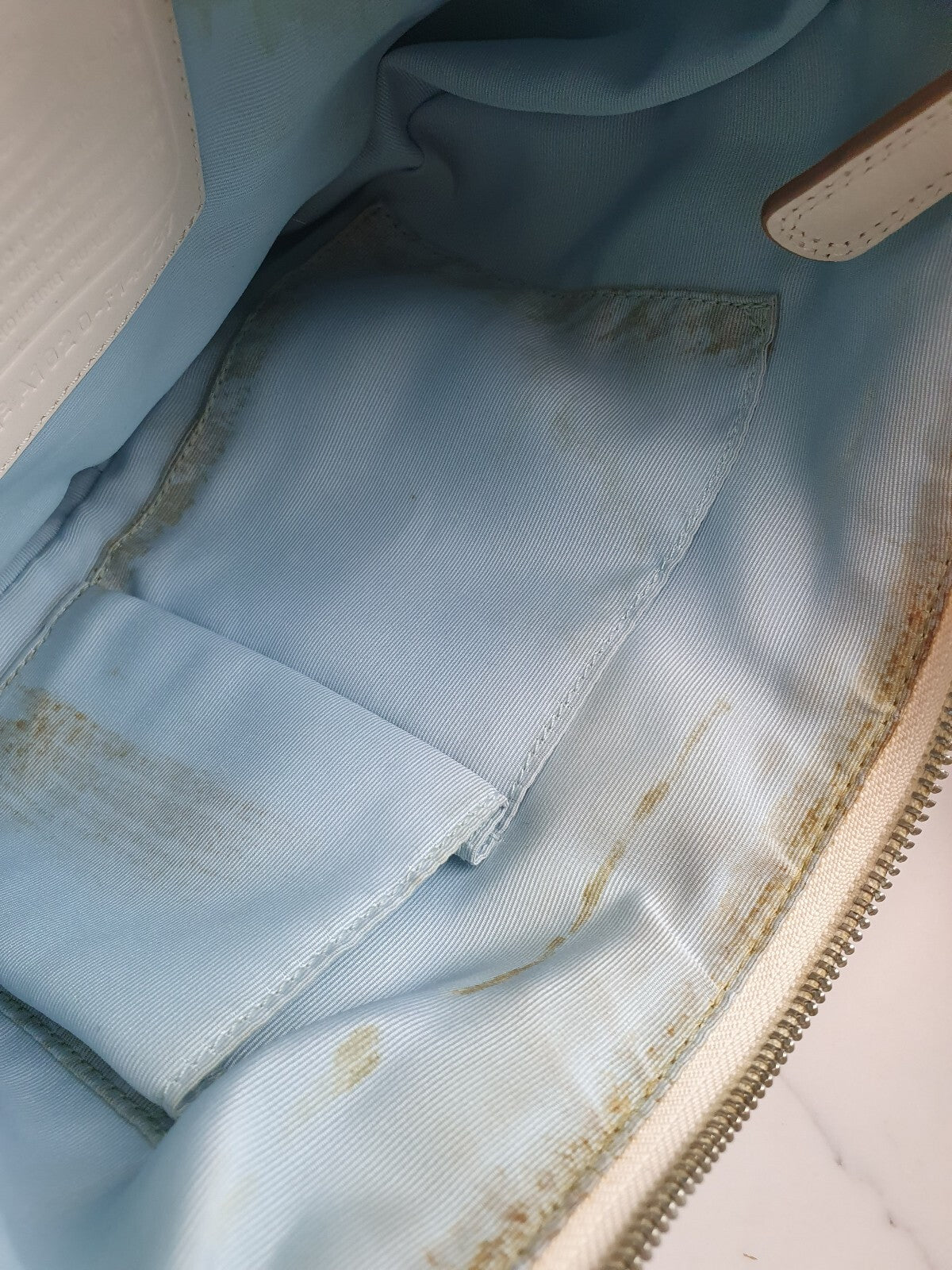 Coach Vintage Blue Canvas and White Leather Shoulder Bag