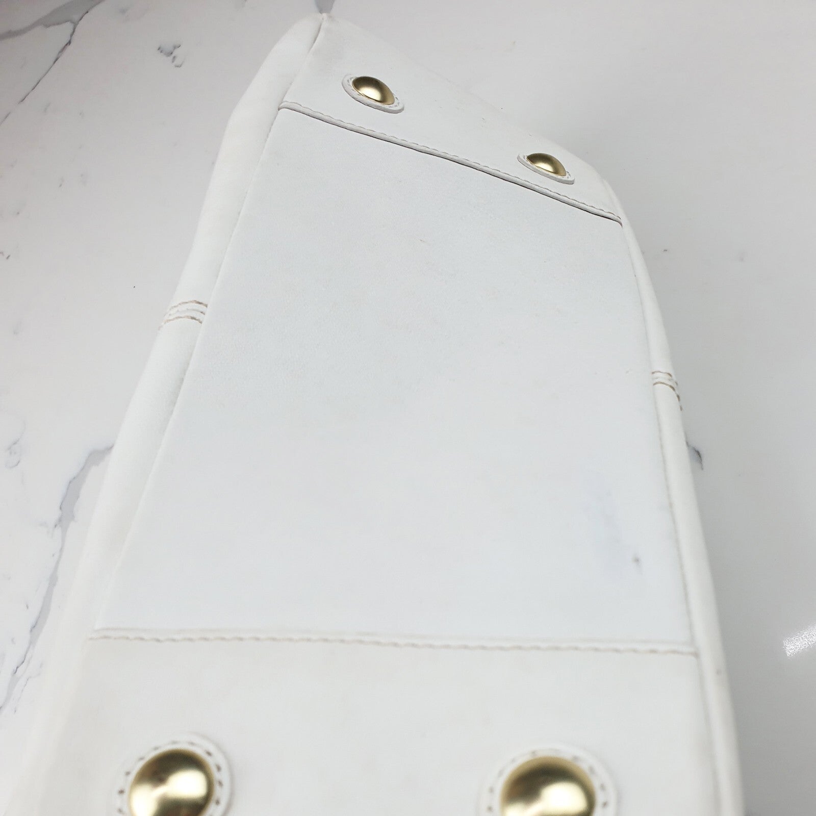 Coach White Leather Shoulder Bag with Gold Hardware