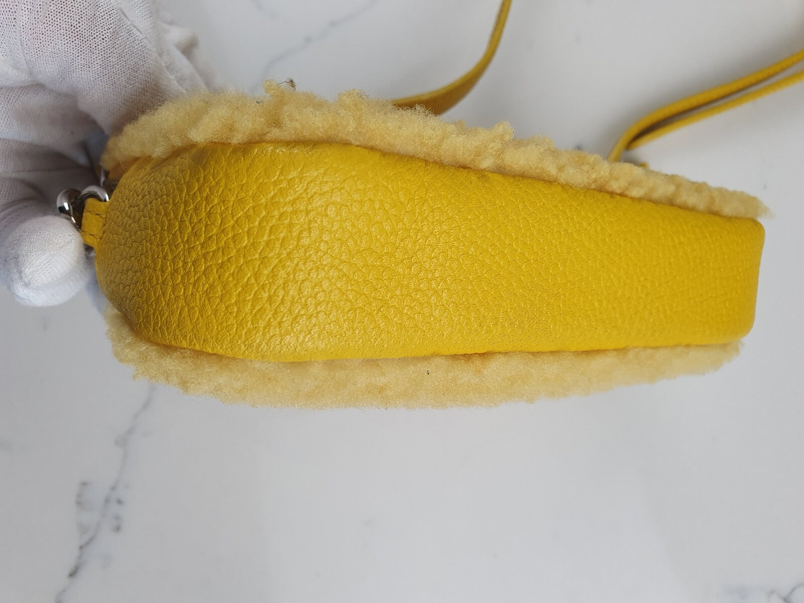 Very Rare Coach Yellow Shearling and Leather Crossbody Bag