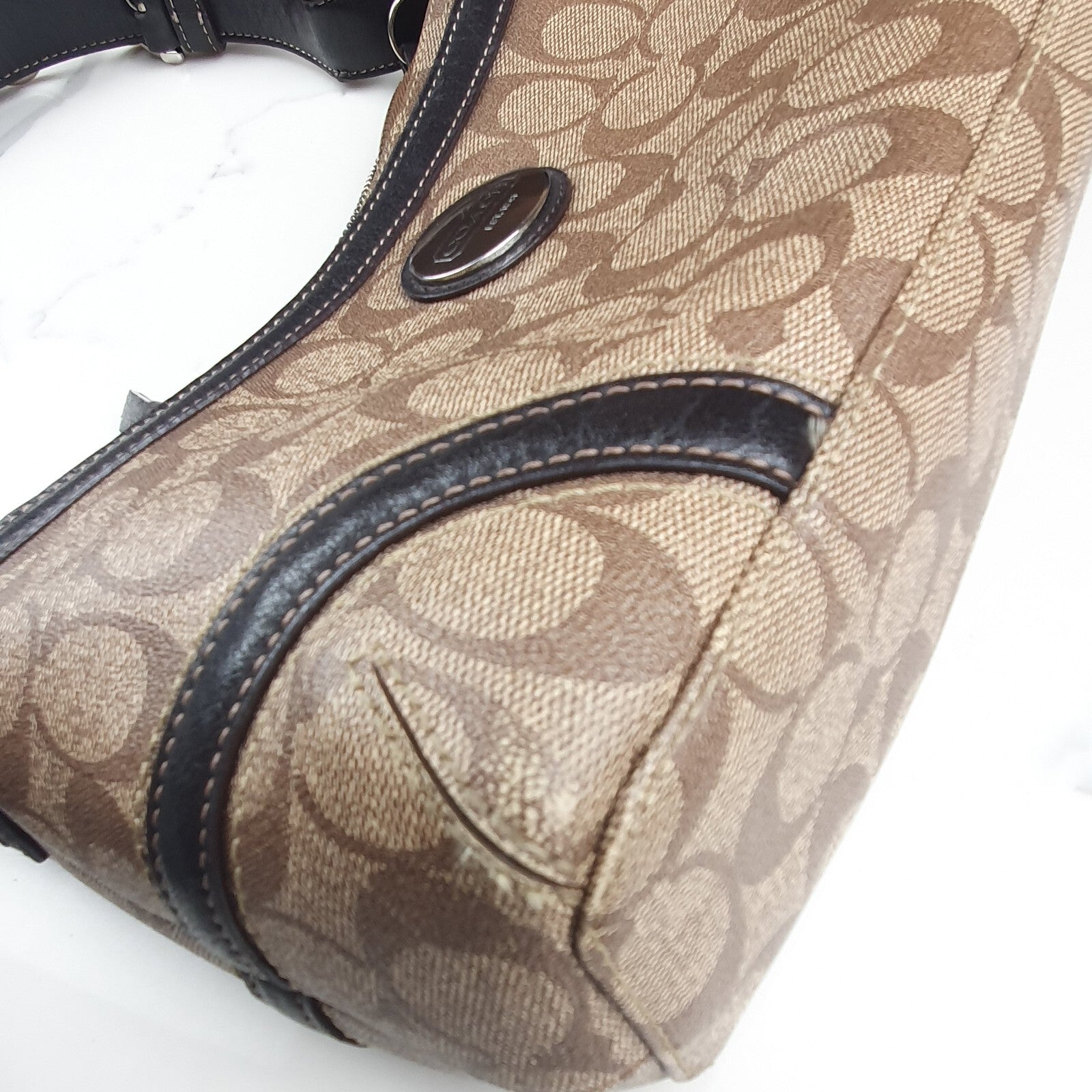 Coach Signature Canvas Crossbody Bag with Leather Trim