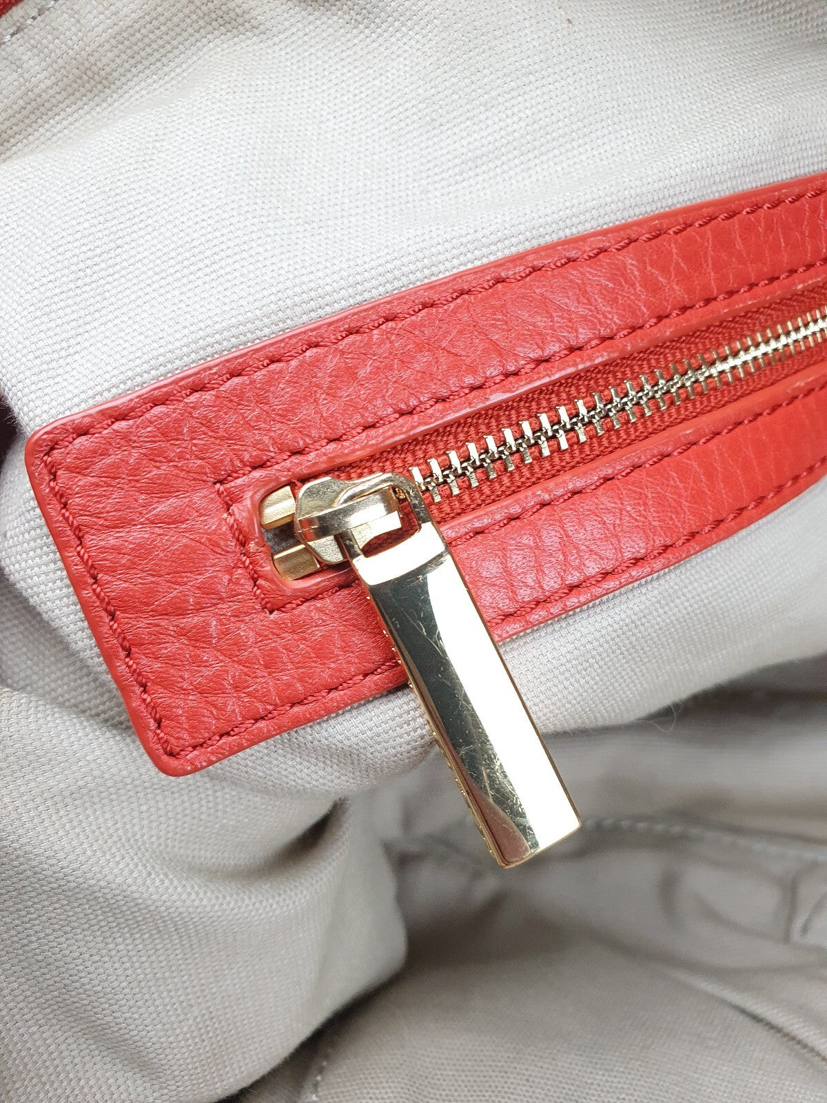 Tory Burch Orange Leather Satchel Bag with Gold Hardware