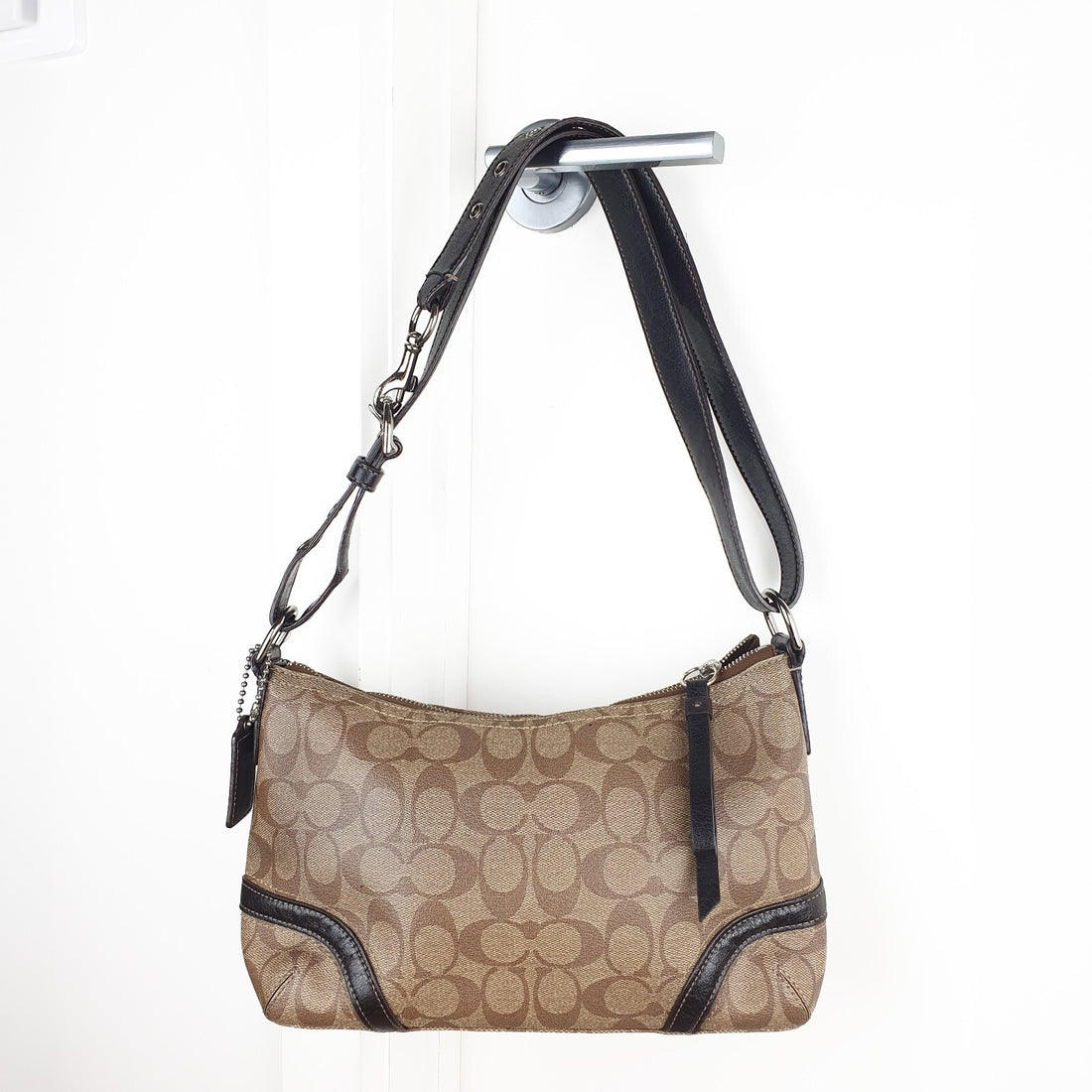 Coach Signature Canvas Crossbody Bag with Leather Trim