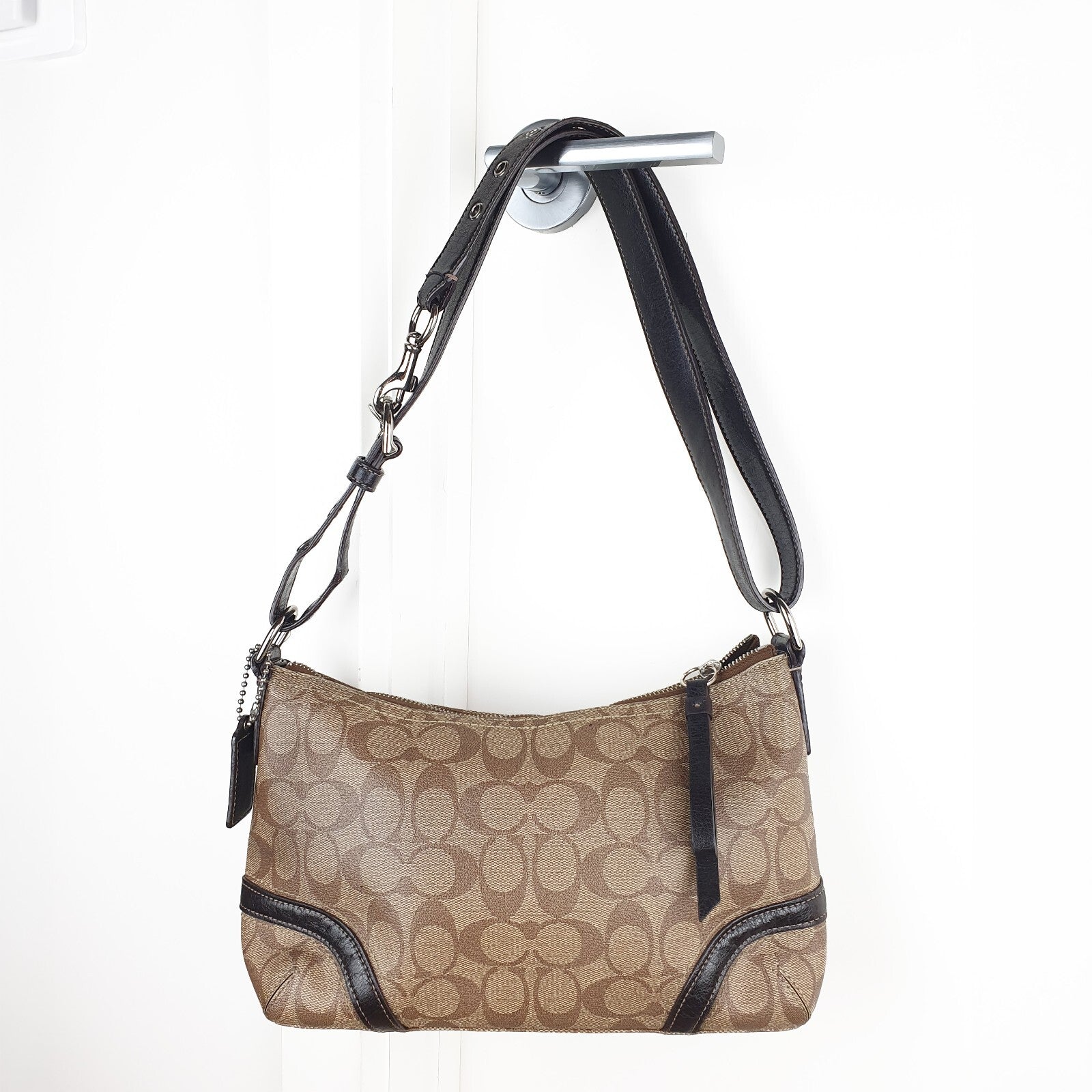 Coach Signature Canvas Crossbody Bag with Leather Trim