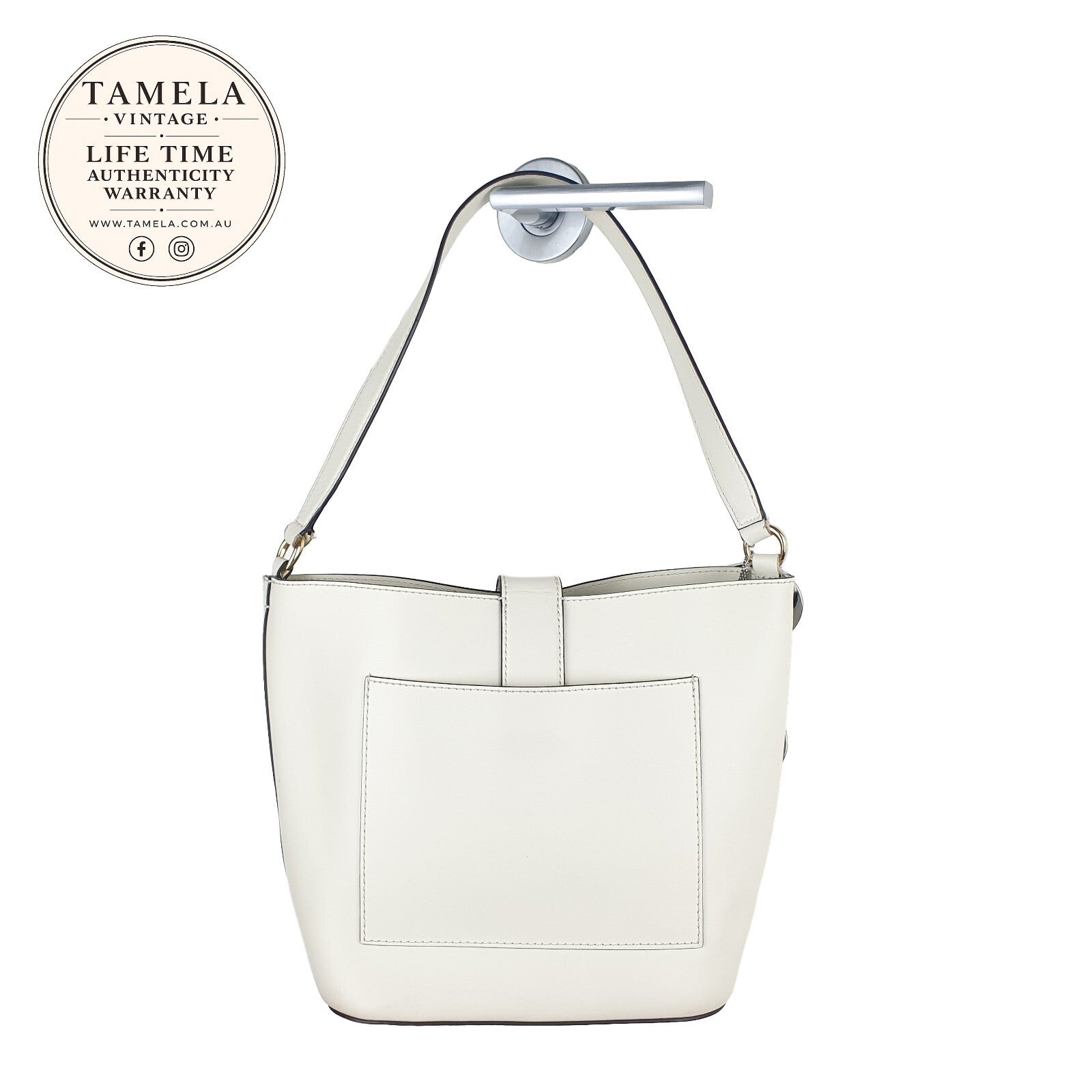 Ralph Lauren White Leather Shoulder Bag with Gold RL Logo