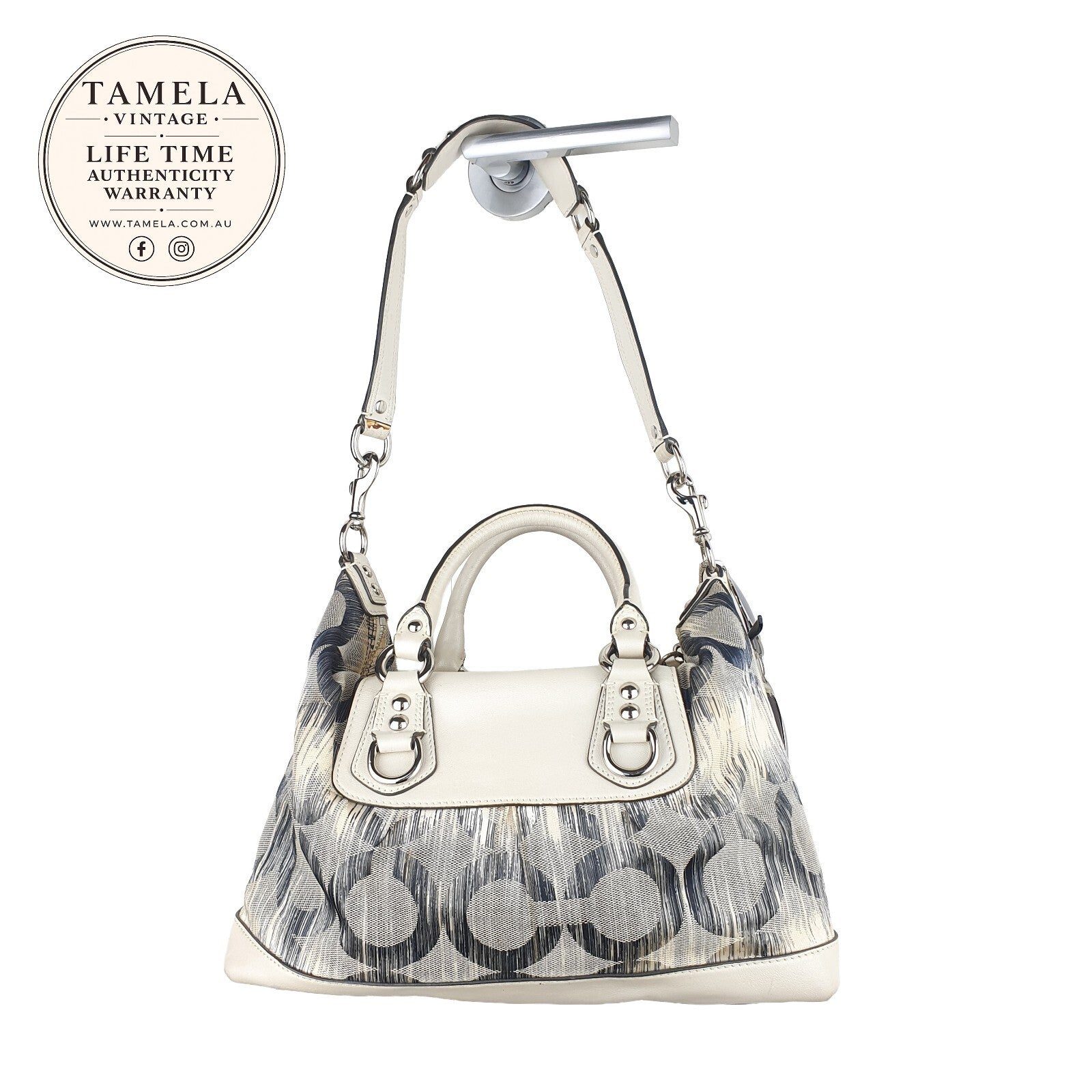 Coach Vintage Signature Canvas and Leather Satchel Hobo Bag