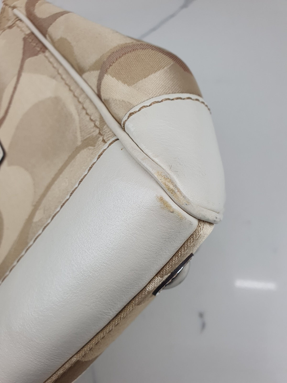 Coach Signature Canvas and Leather Satchel Handbag