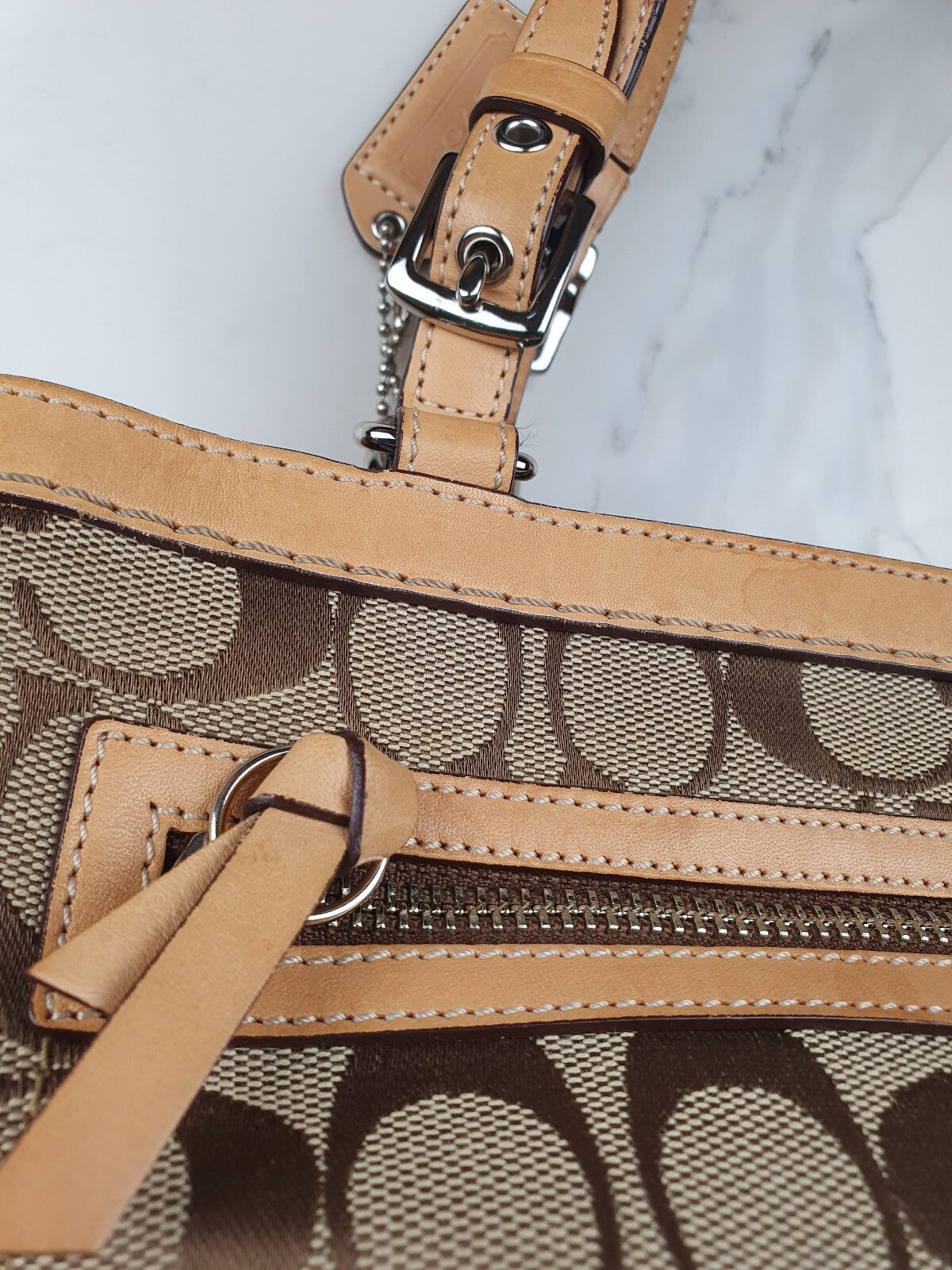 Coach Signature Canvas and Leather Tote Bag