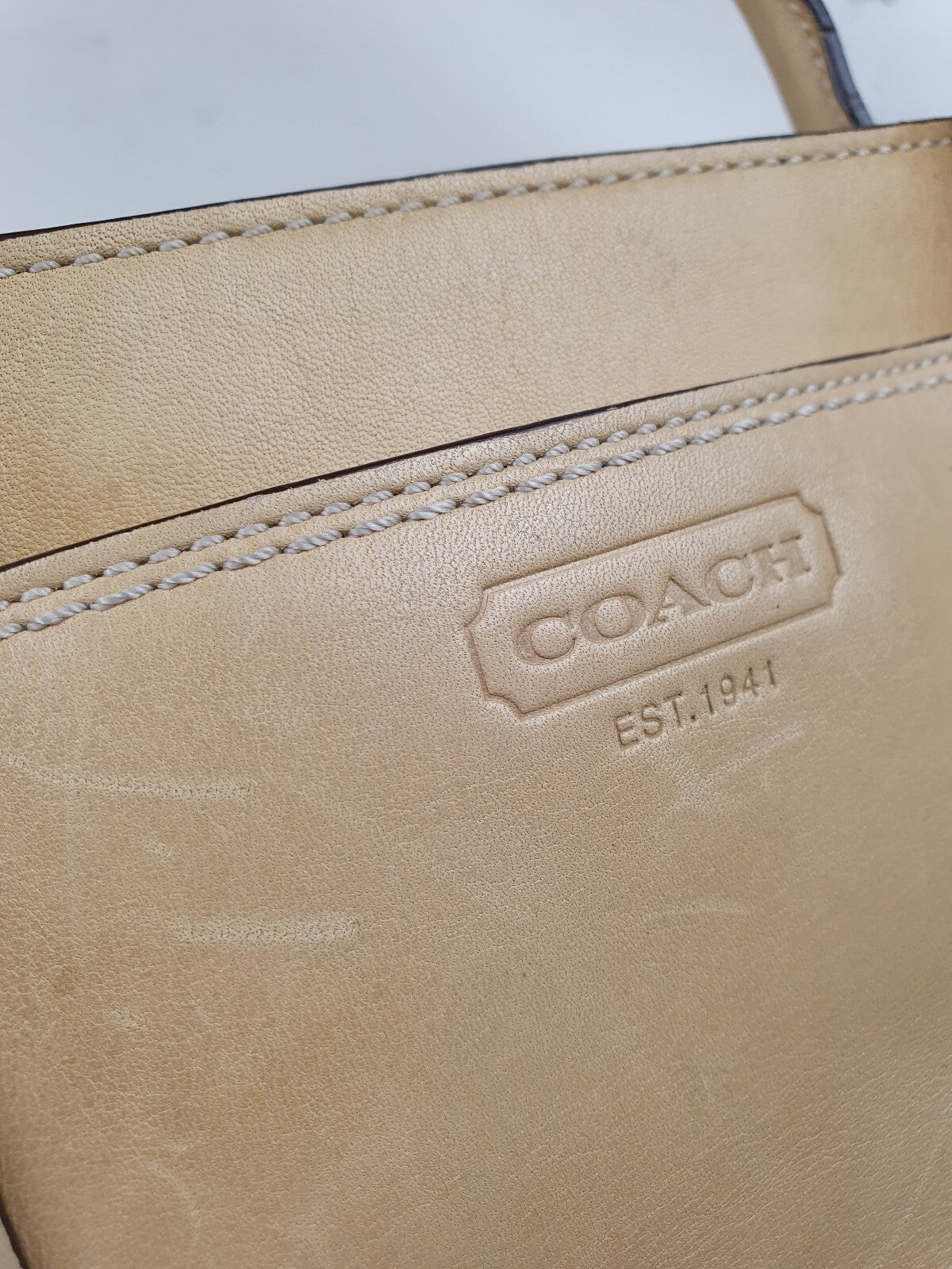 Coach Vintage Cream Leather Tote Bag