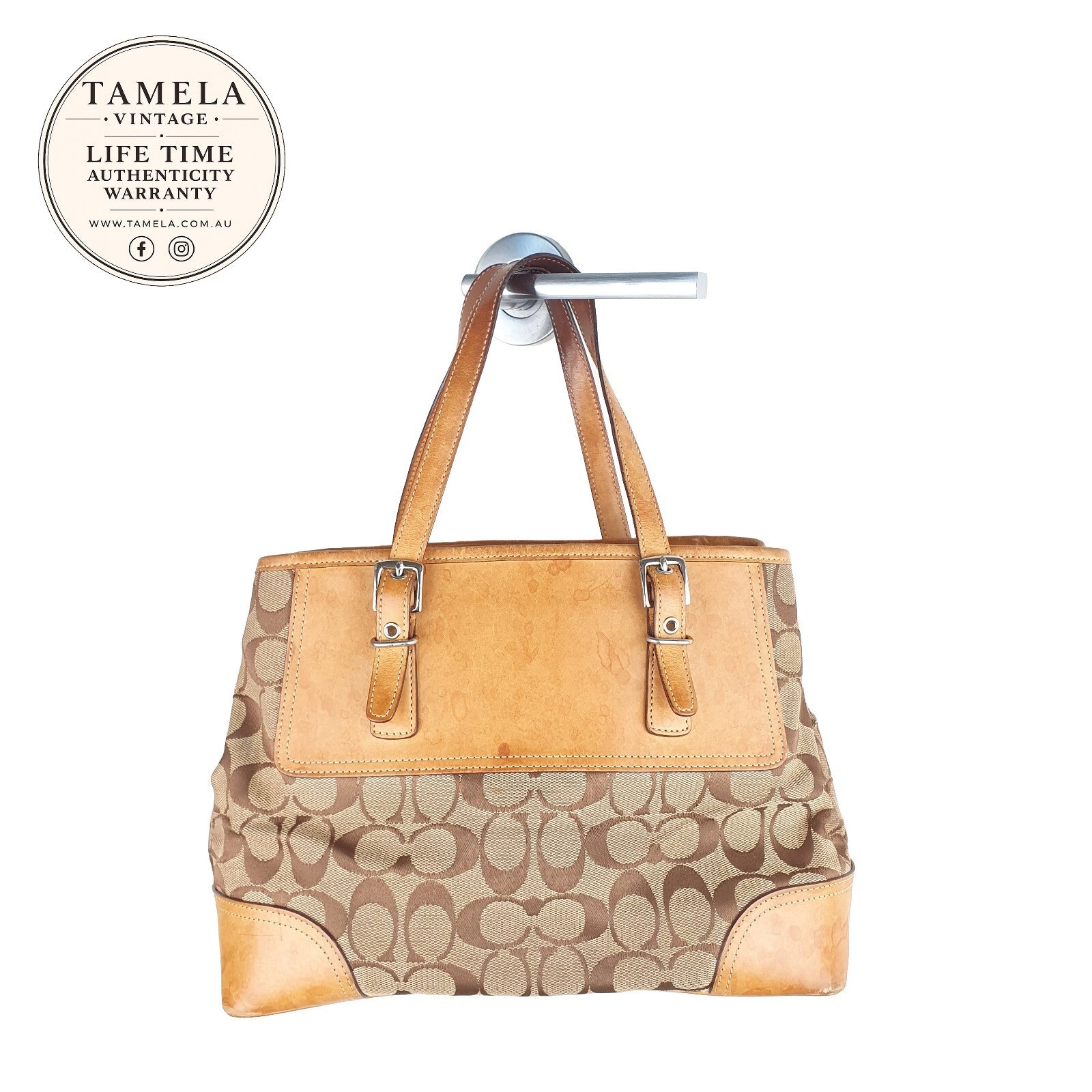 Coach Vintage Signature Canvas and Leather Tote Bag