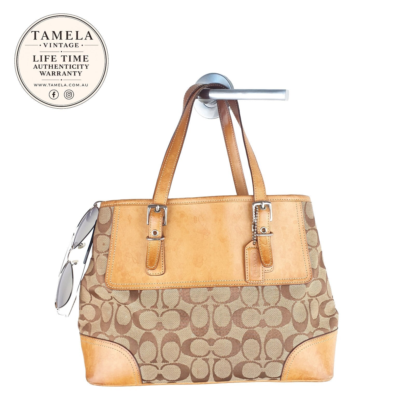 Coach Vintage Signature Canvas and Leather Tote Bag