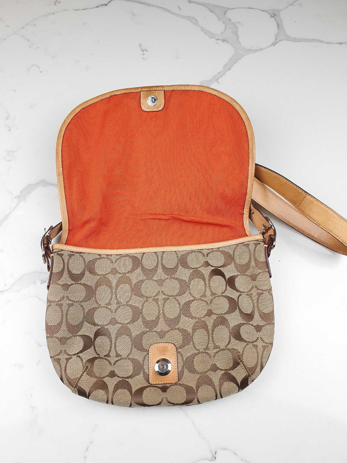 Coach Signature Canvas Crossbody Bag with Leather Trim