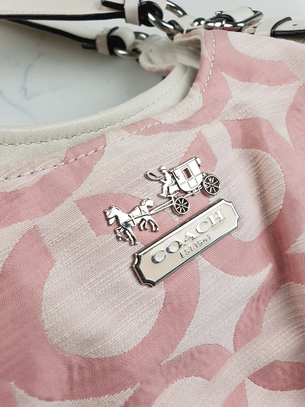 Coach Pink Signature Jacquard Shoulder Bag