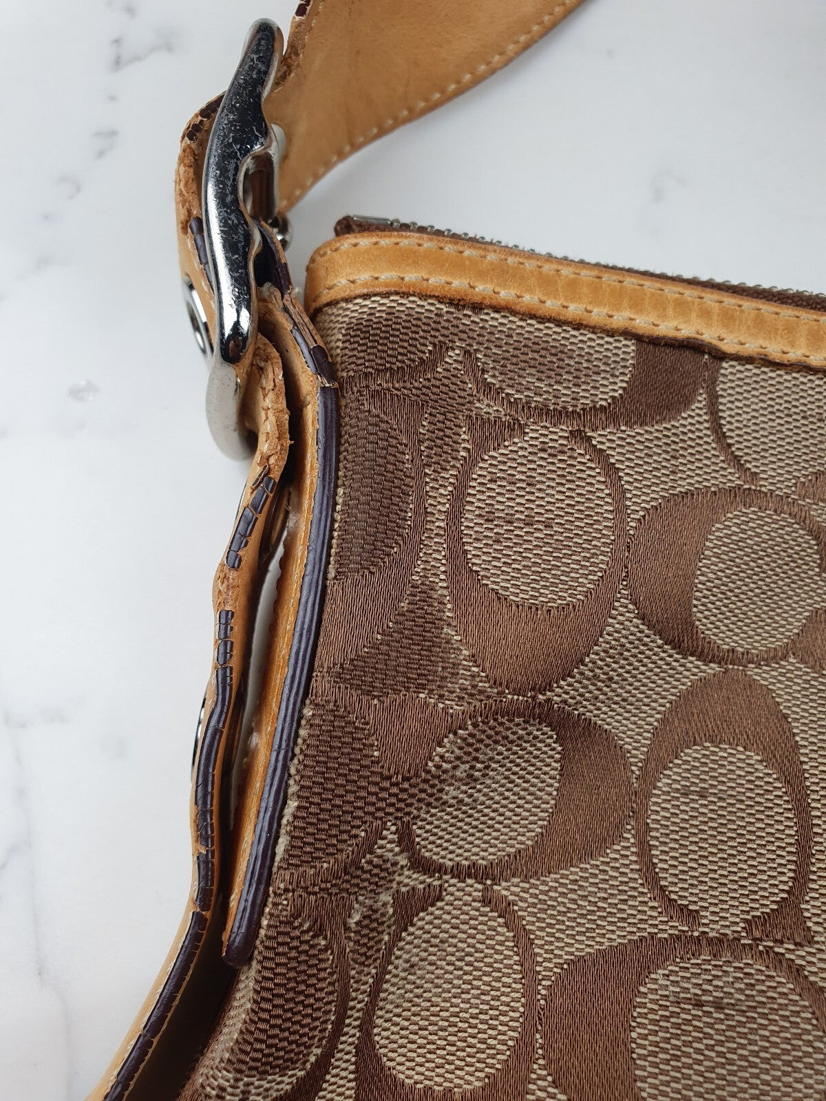 Coach Signature Canvas and Leather Shoulder Bag