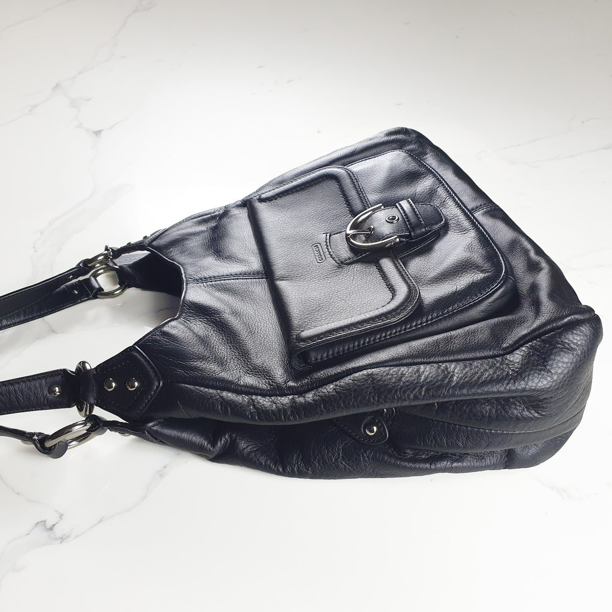Coach Black Genuine Leather Shoulder Bag