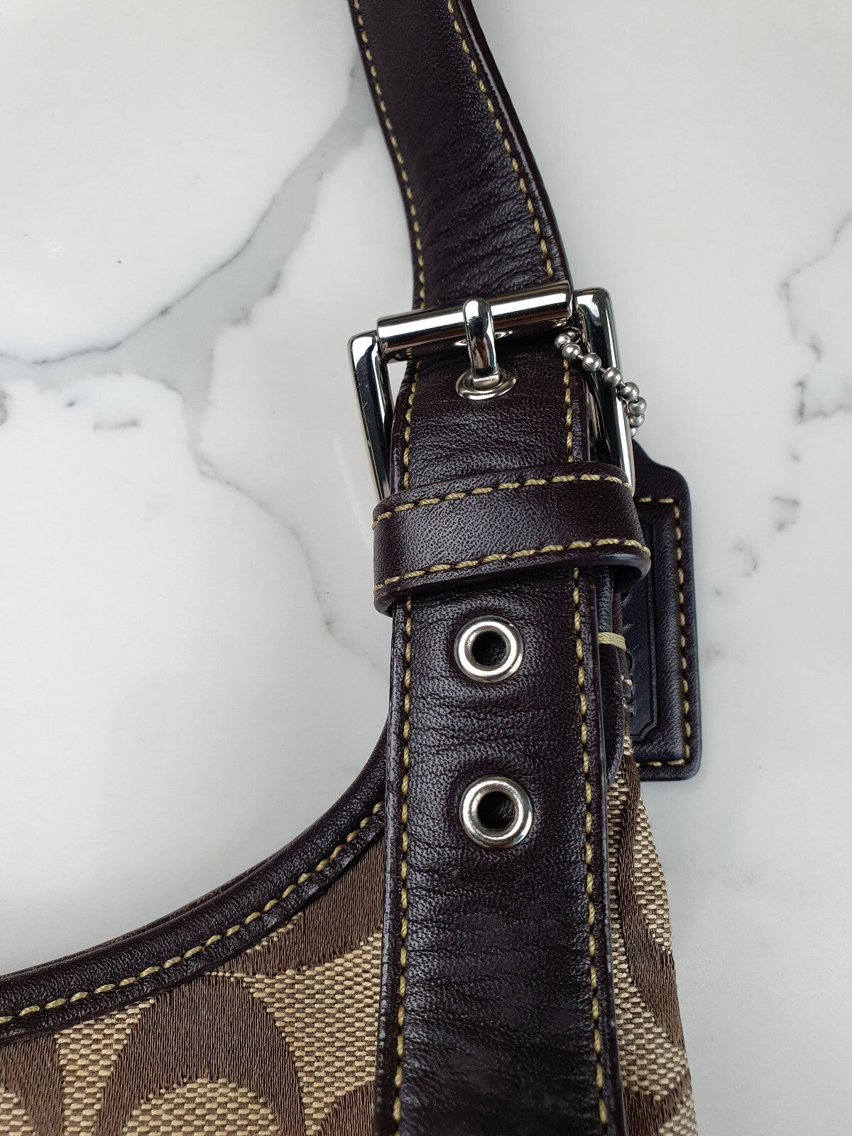 Coach Signature Canvas Brown Shoulder Bag