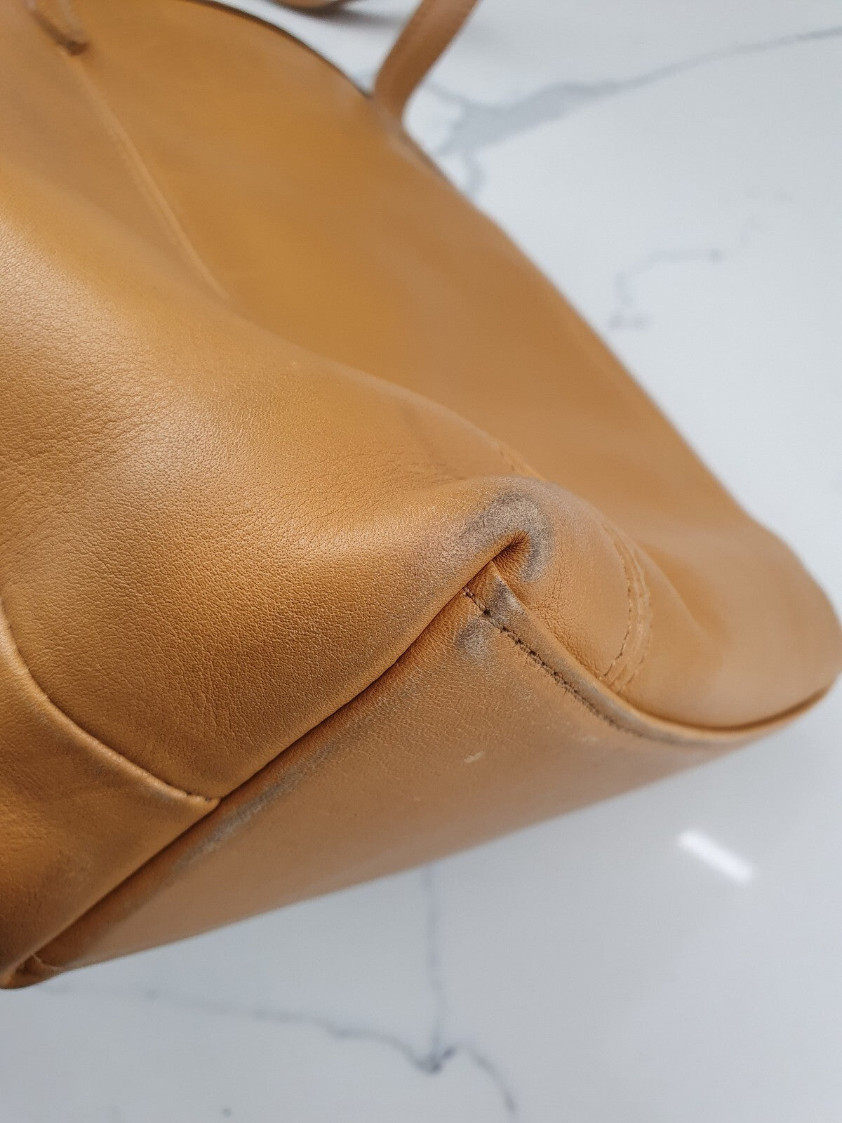 Coach Tan Leather Tote Bag with Shoulder Straps