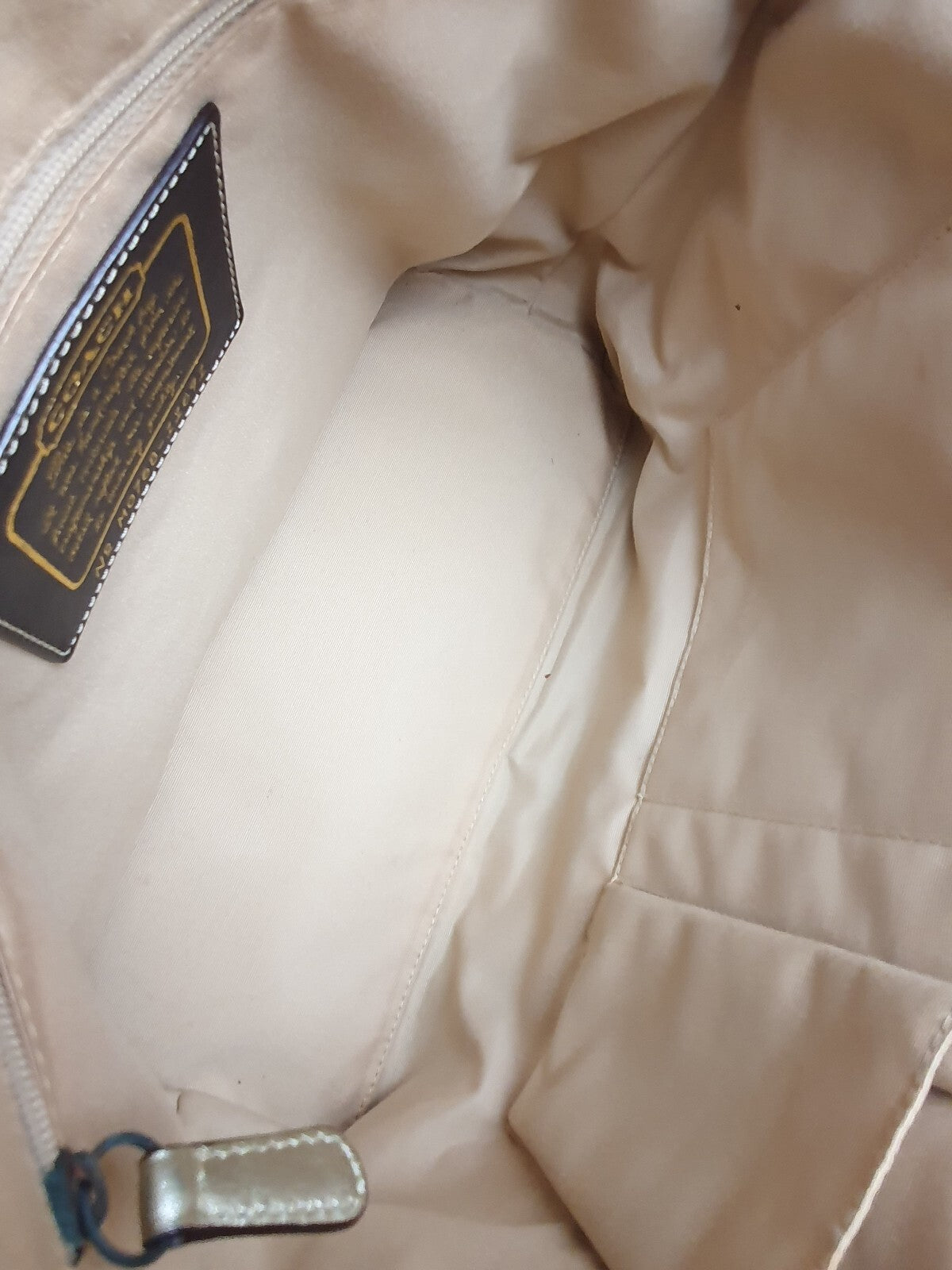 Coach Signature Canvas Tote Bag with Metallic Trim