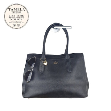 Coach Black Leather Vintage Shoulder Bag with Gold Hardware