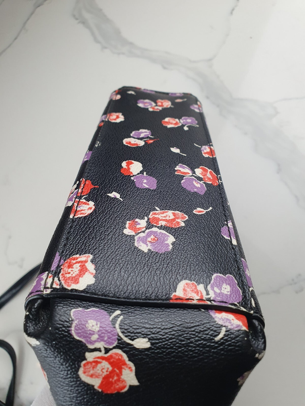 Vintage Coach Black Floral Shoulder Bag with Silver Hardware