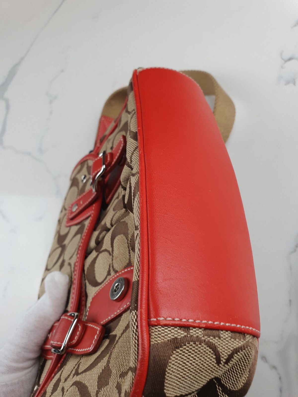 Vintage Coach Signature Canvas and Leather Shoulder Bag