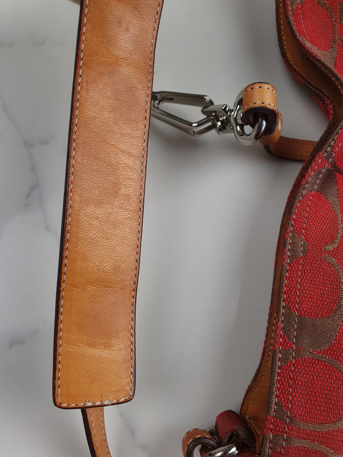 Coach Vintage Signature Canvas Shoulder Bag with Leather Trim