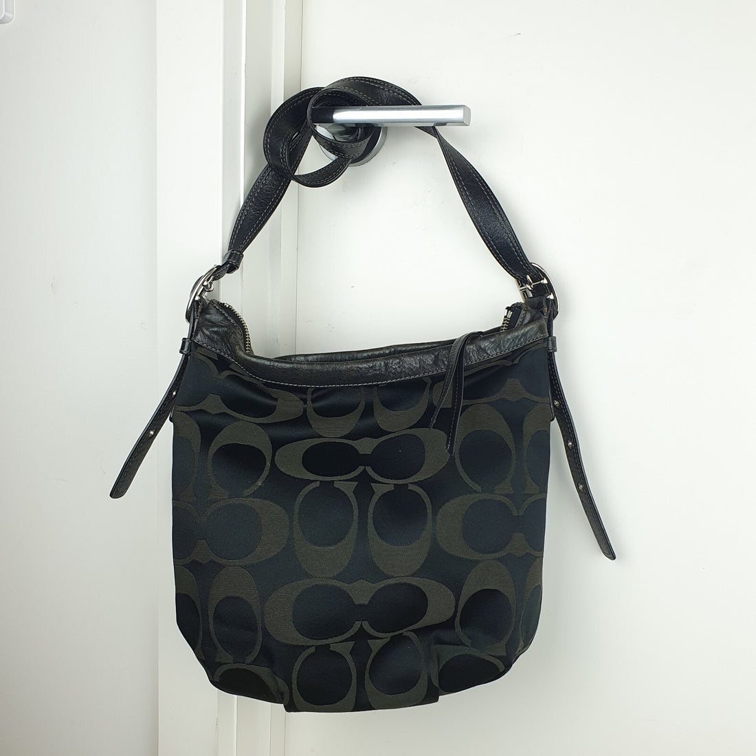 Coach Signature Canvas and Leather Shoulder Bag